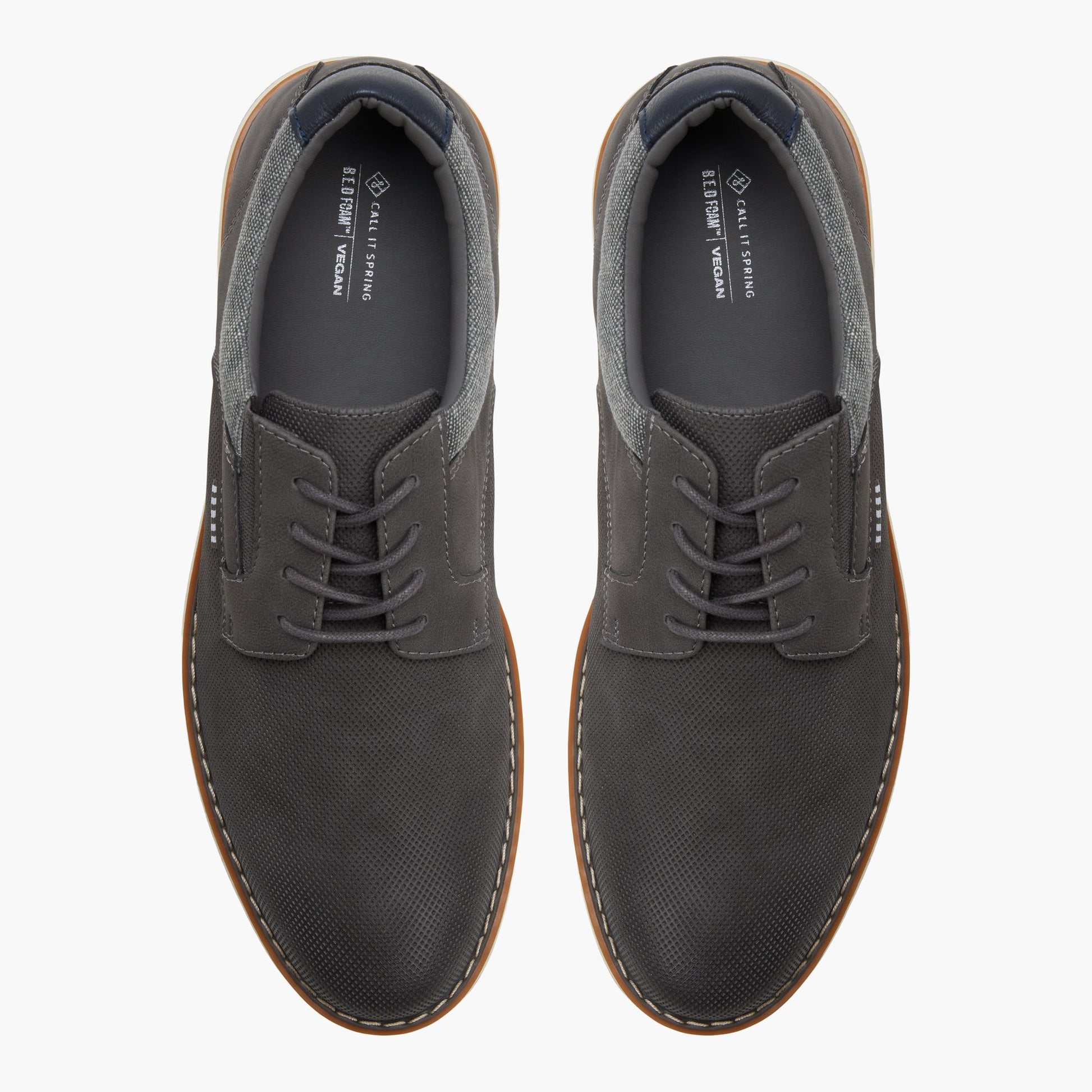 Top-down view of the Grey Bellis Derby Shoes