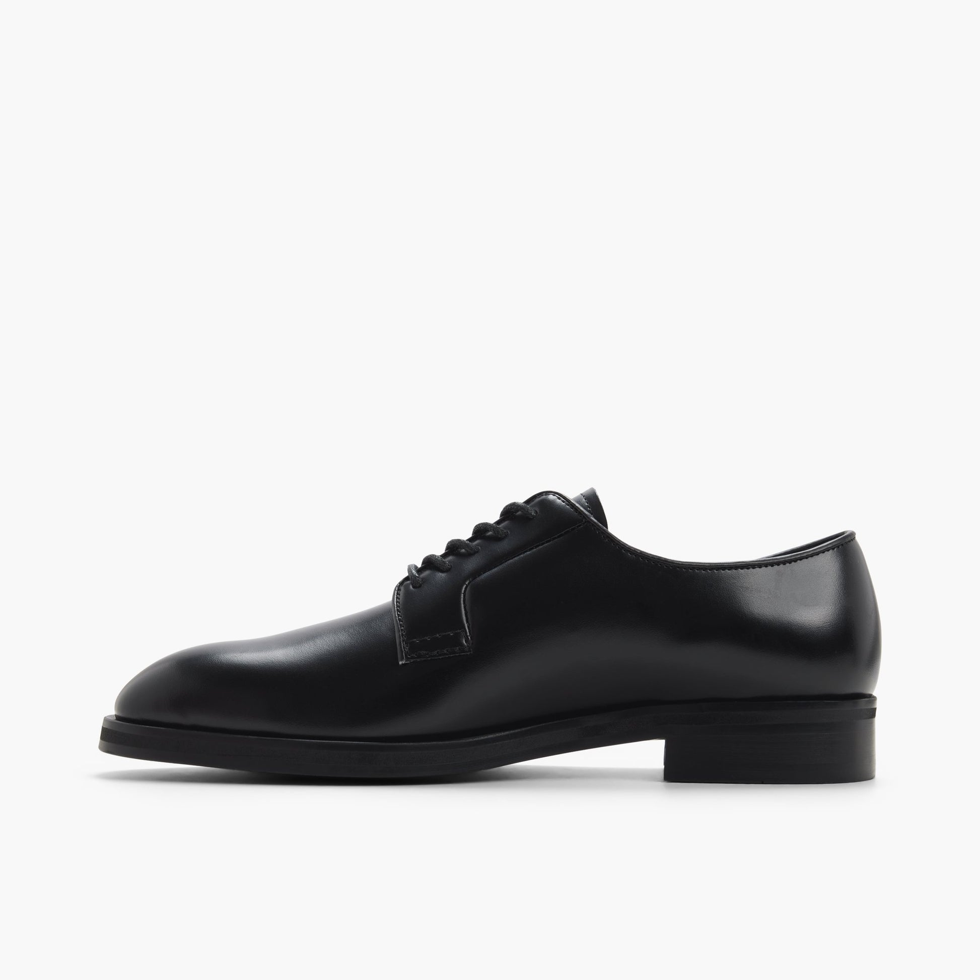 Side view of Black Whittier Derby Shoes