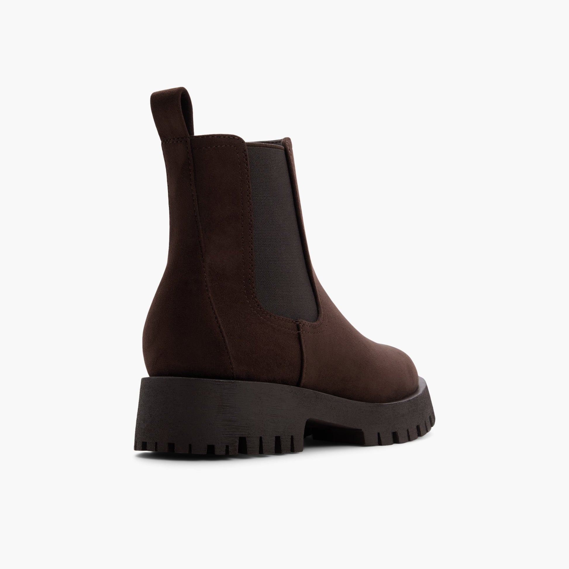 Test FR:Three-quarter angle of Dark brown Claymore Bottes Chelsea's back side