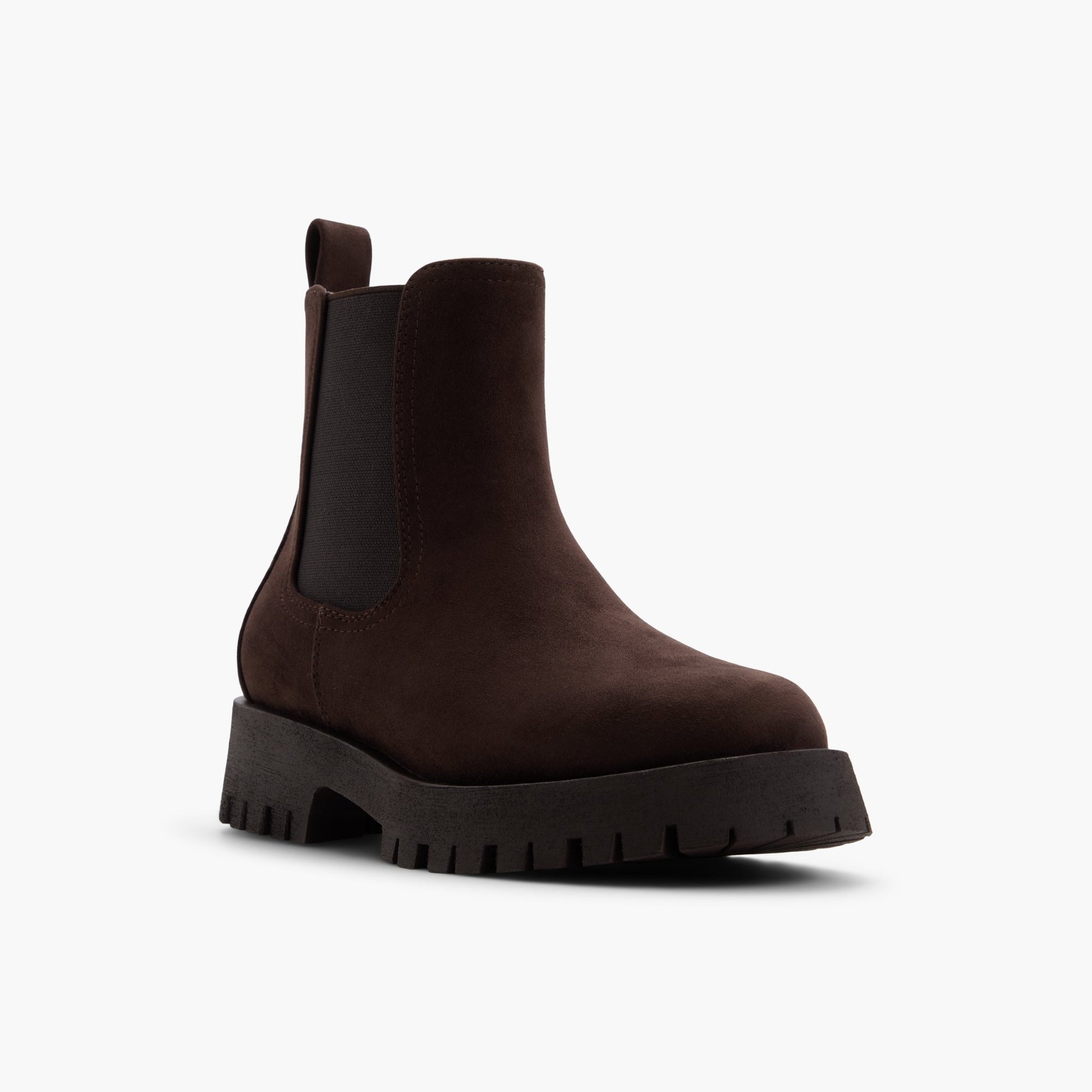 Test FR:Three-quarter angle of Dark brown Claymore Bottes Chelsea's front side