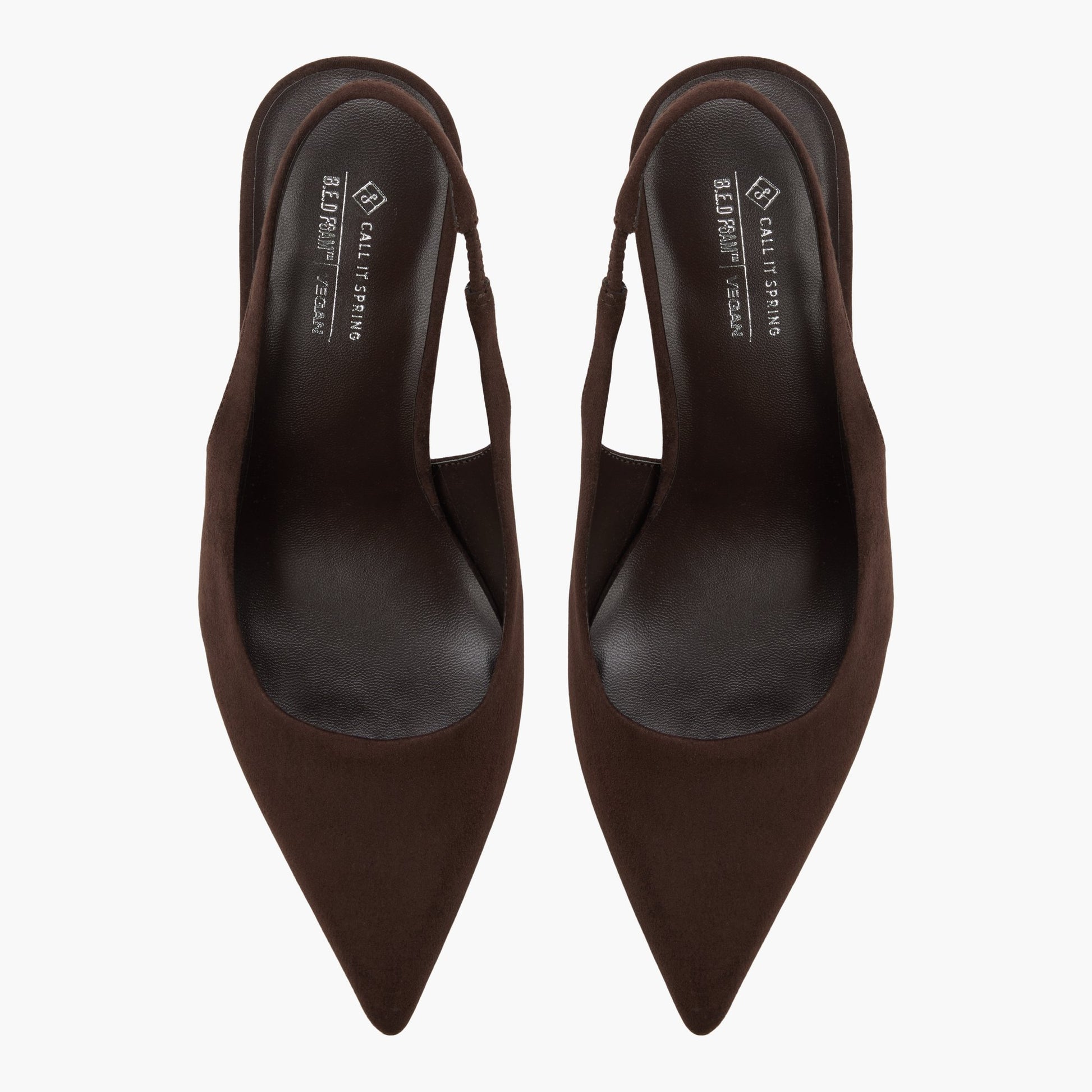 Top-down view of the Dark brown Sollenne Slingback Kitten Heels