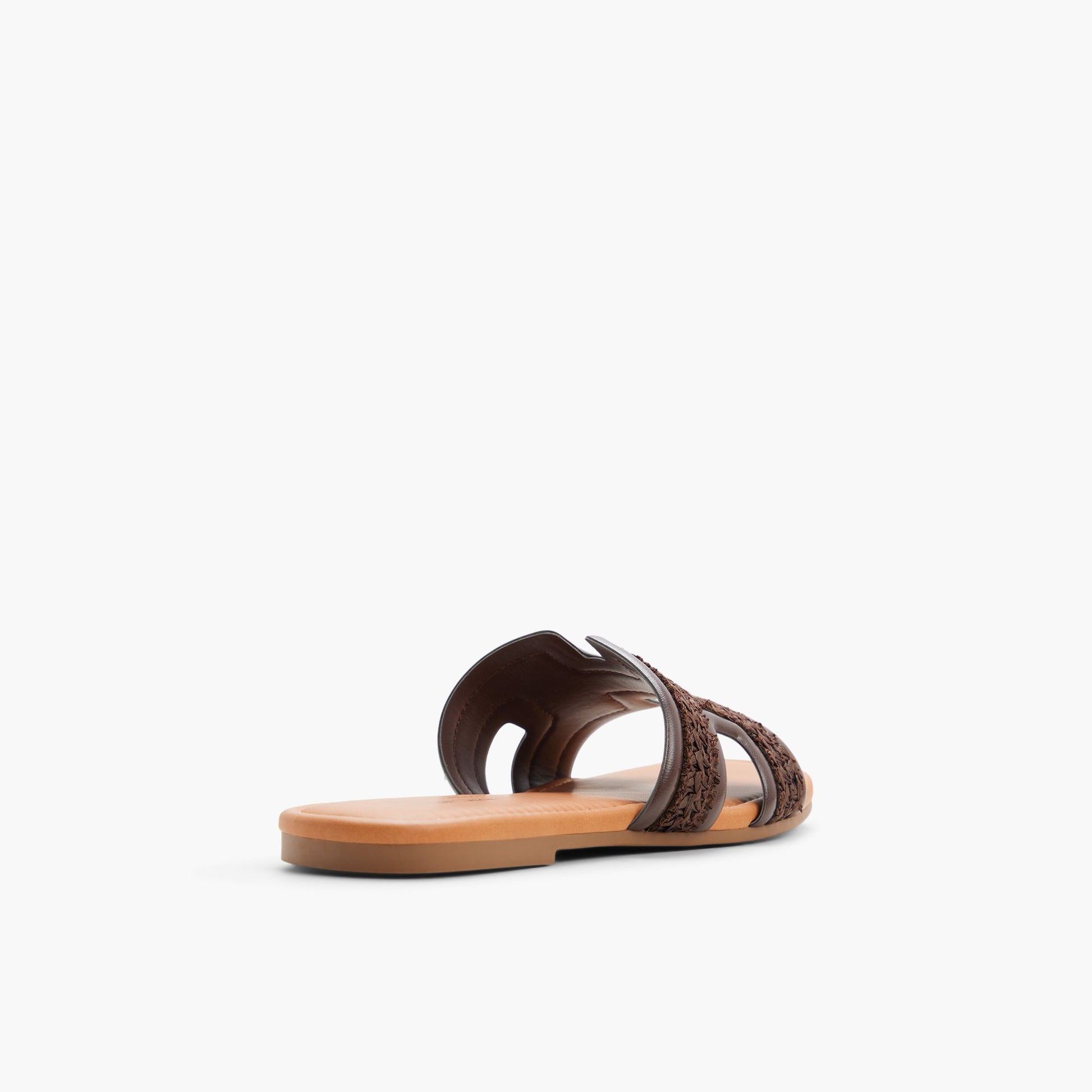 Three-quarter angle of Dark brown Kamiko Slides's back side