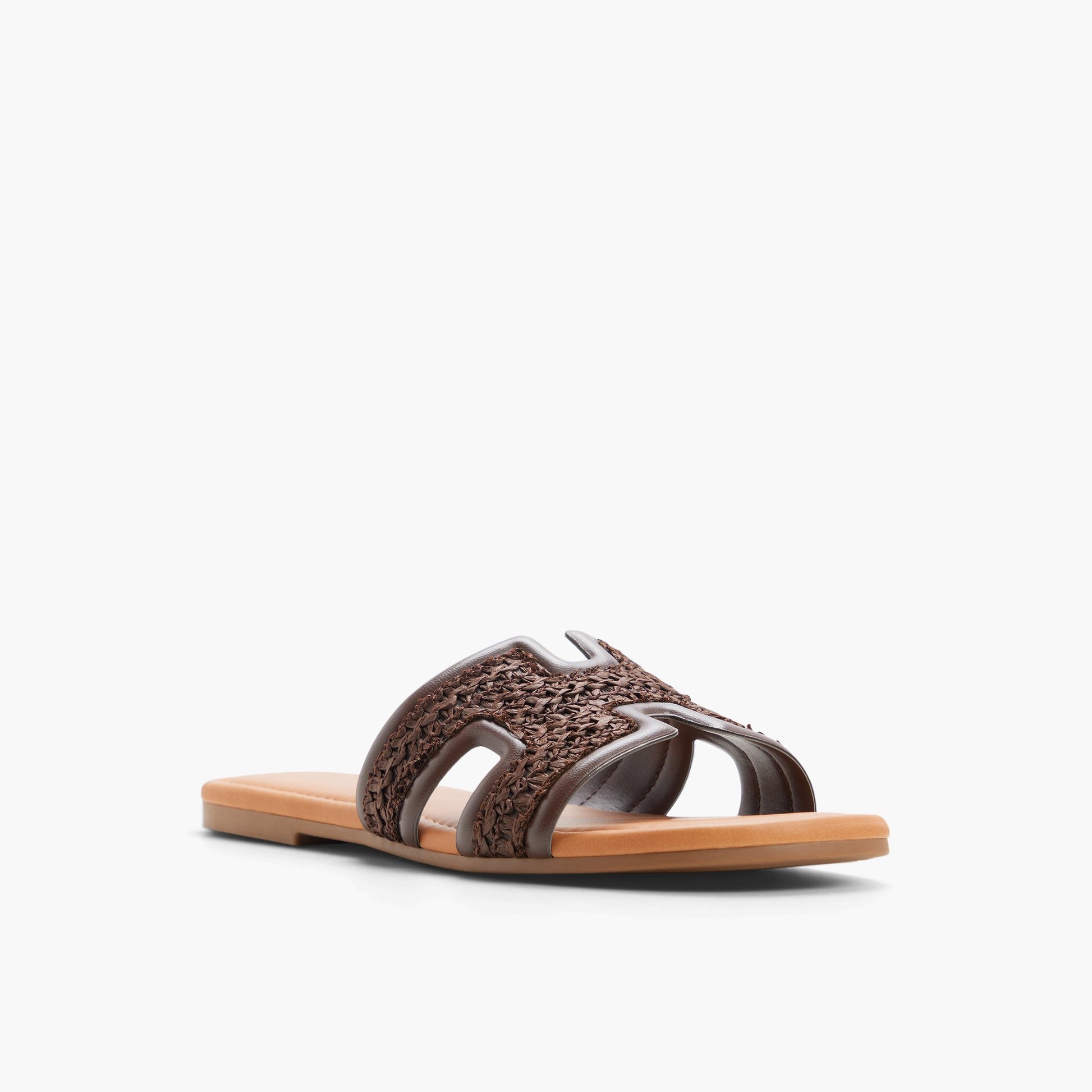Three-quarter angle of Dark brown Kamiko Slides's front side