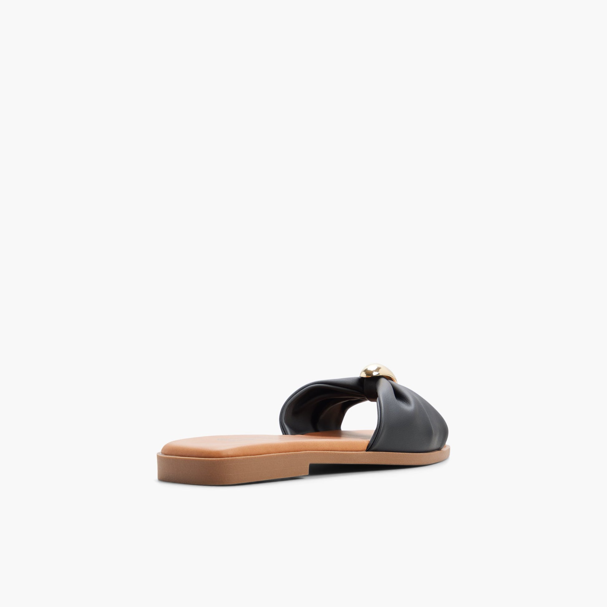 Three-quarter angle of Black Cammiee Slides's back side