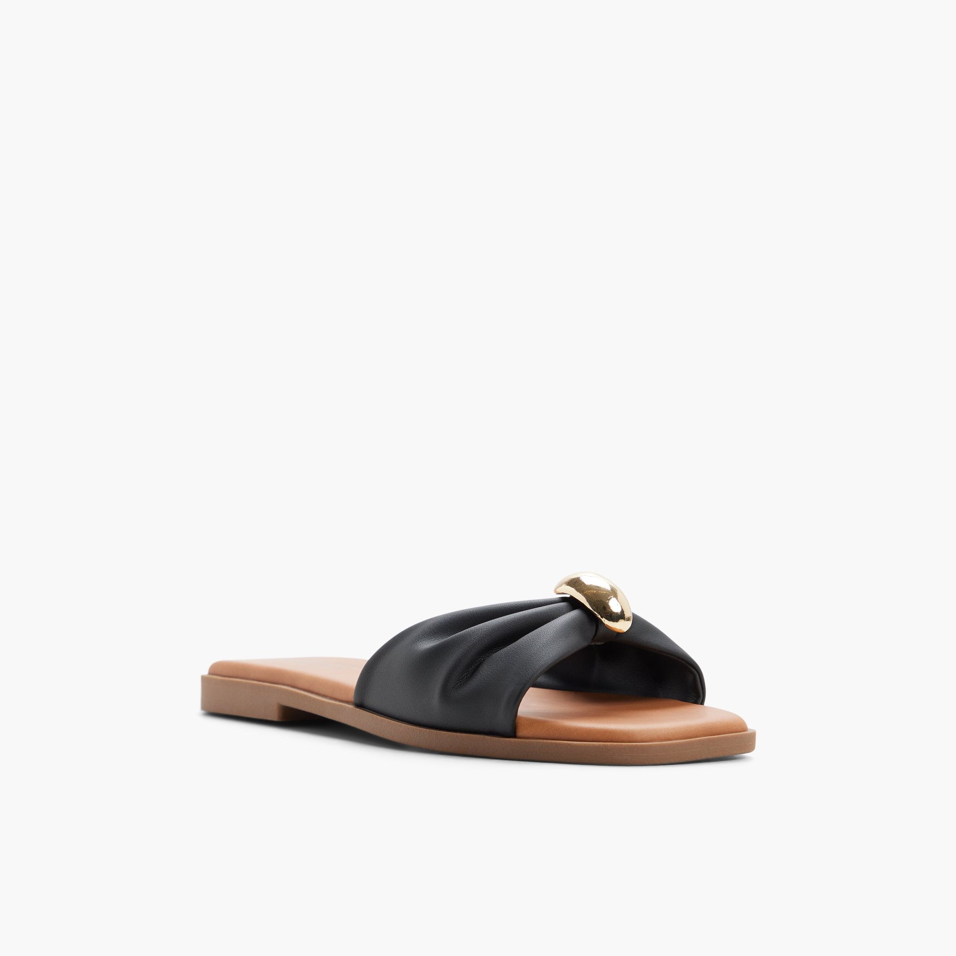 Three-quarter angle of Black Cammiee Slides's front side