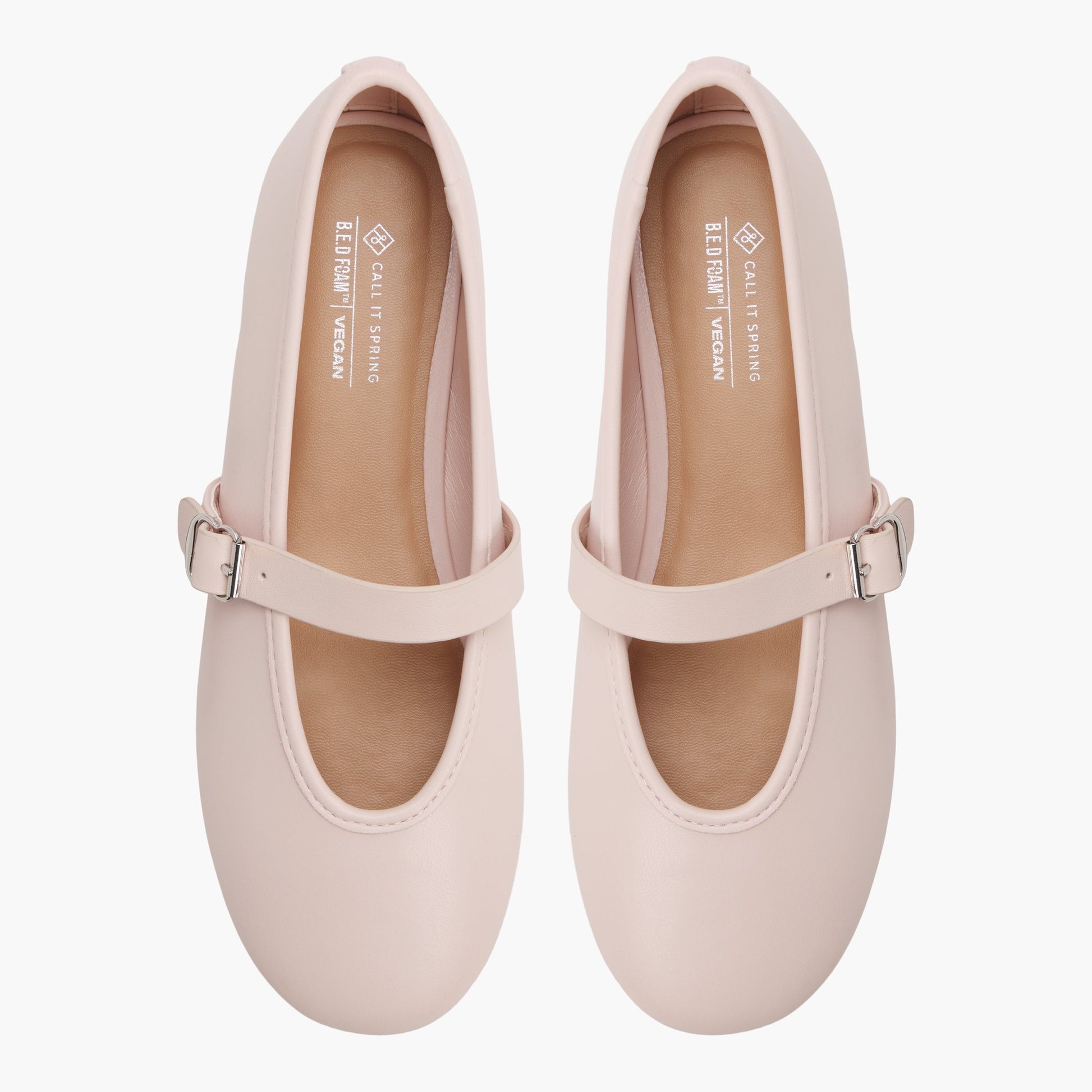 Test FR:Top-down view of the Autre rose Elyiaa Mary Janes