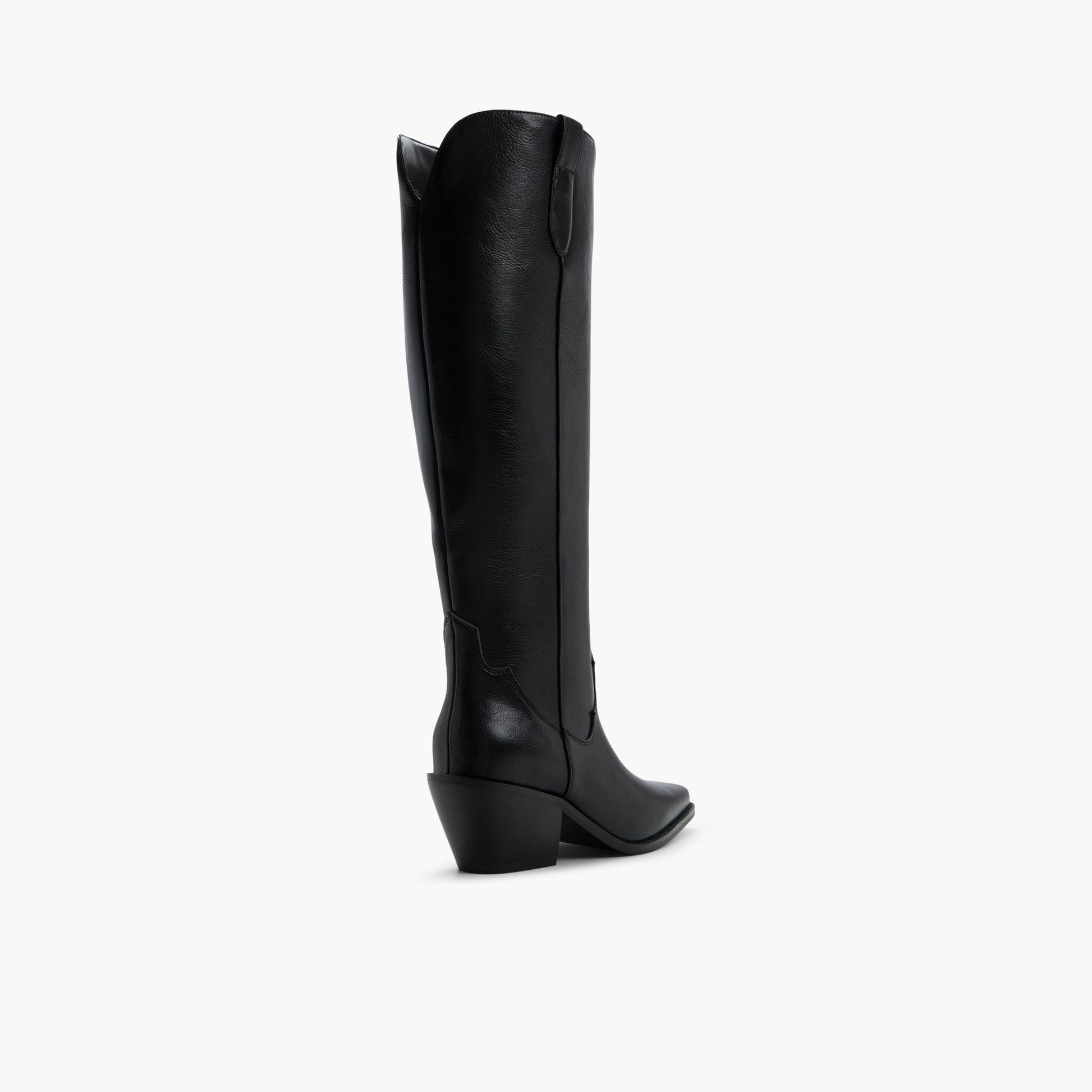 Angle de trois quarts de l'arrière de Noir Dixilou Bottes western hautes