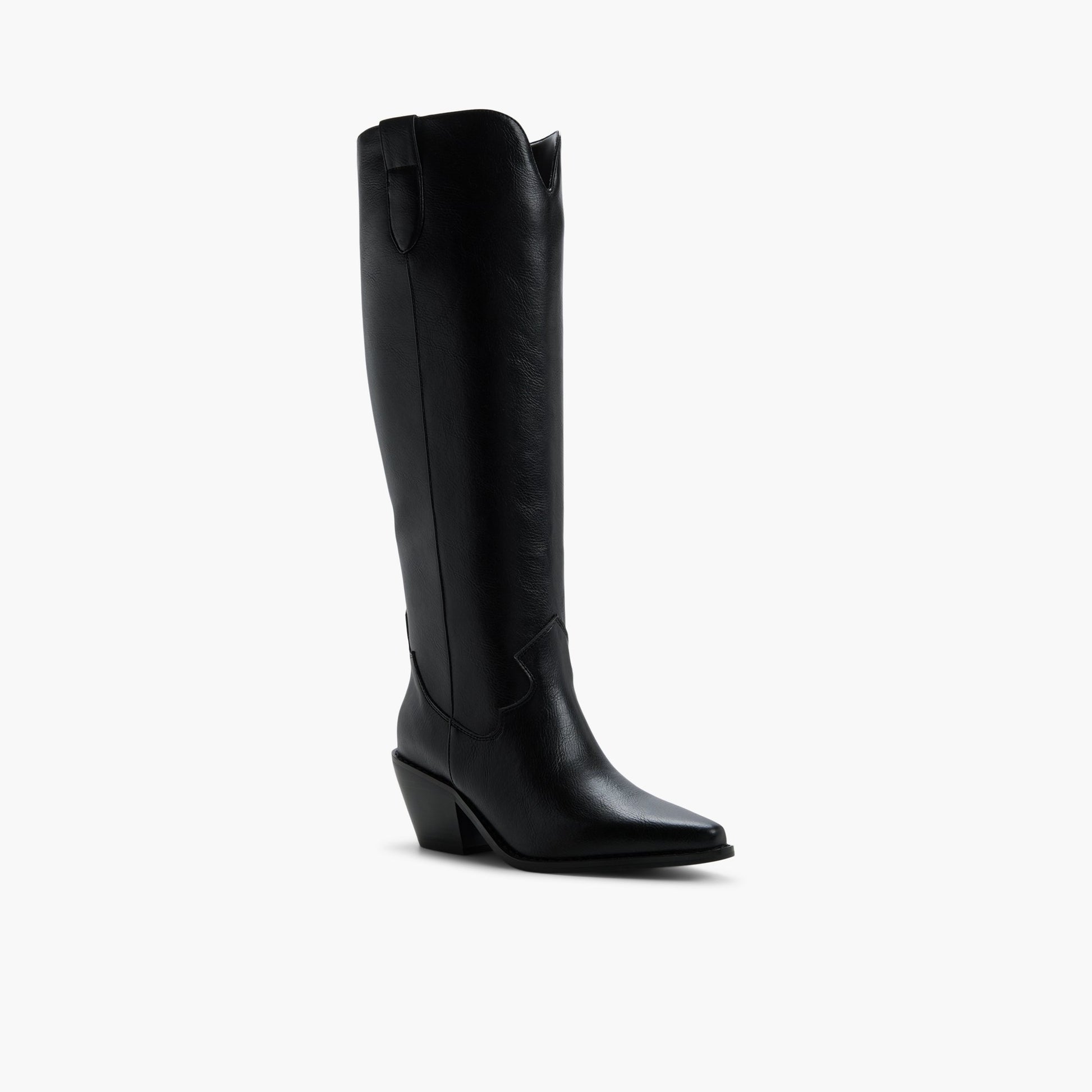 Angle de trois quarts de la face avant de Noir Dixilou Bottes western hautes