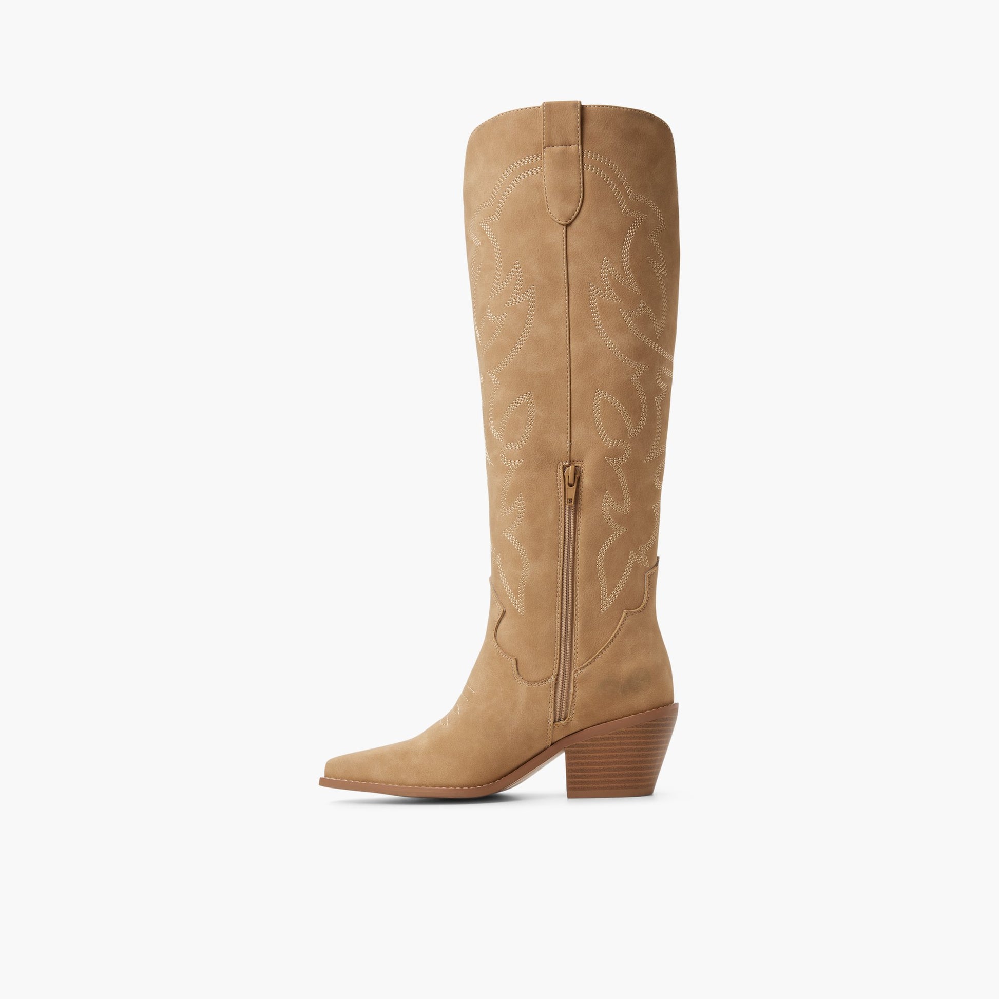 Vue latérale de Beige Dixilou Bottes western hautes