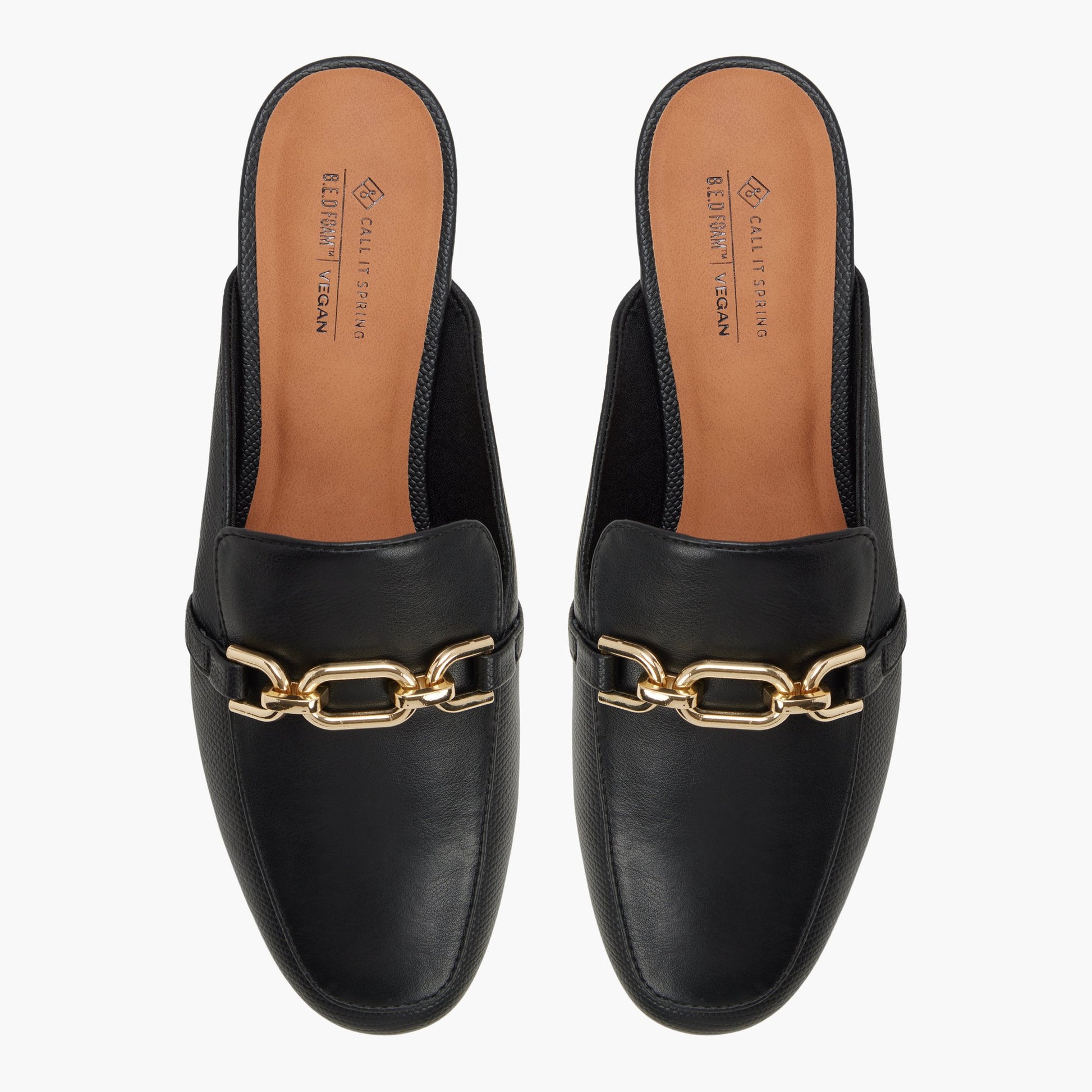 Vue de dessus de la Noir Lyza Mules façon flâneurs