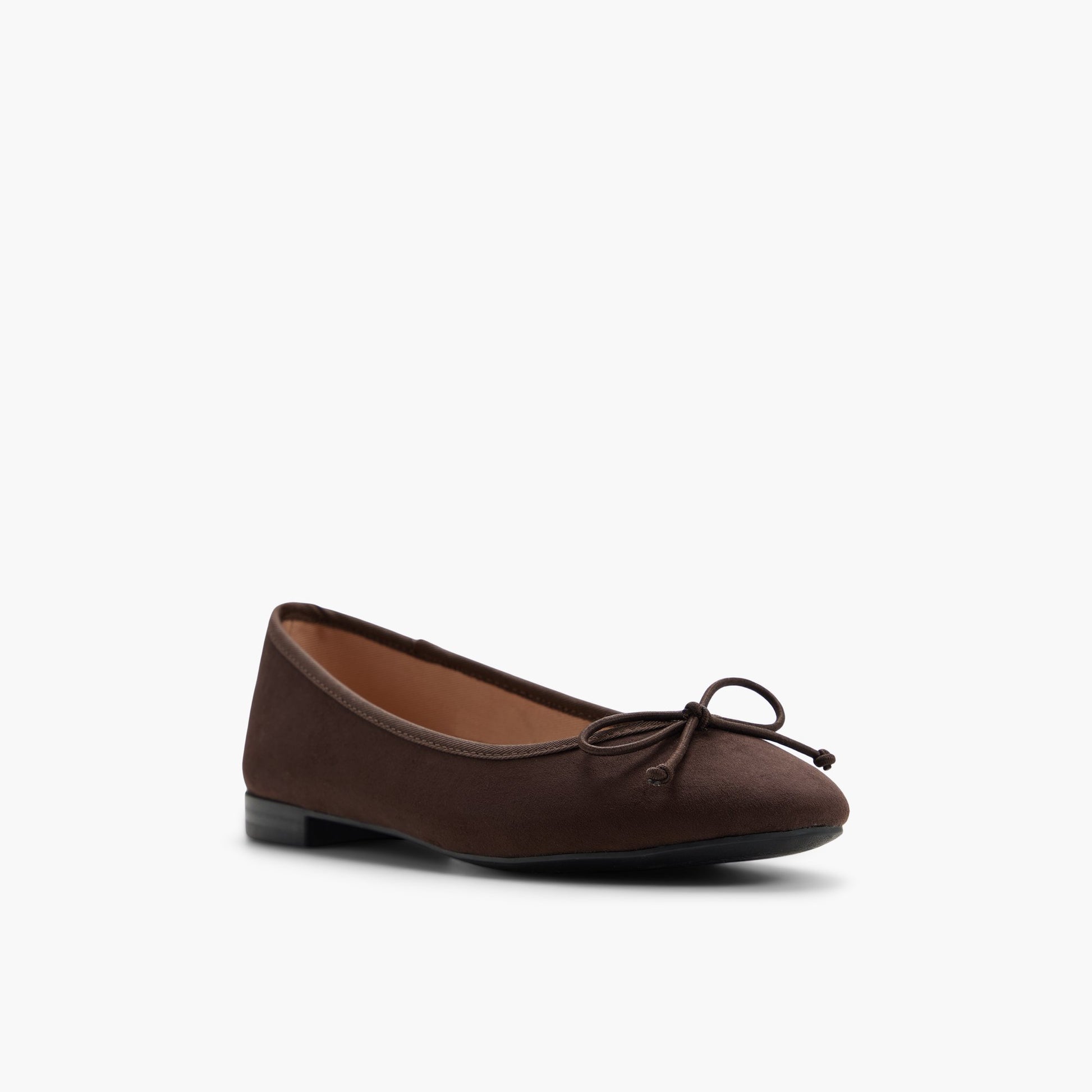 Three-quarter angle of Dark brown Hunny Ballerinas's front side