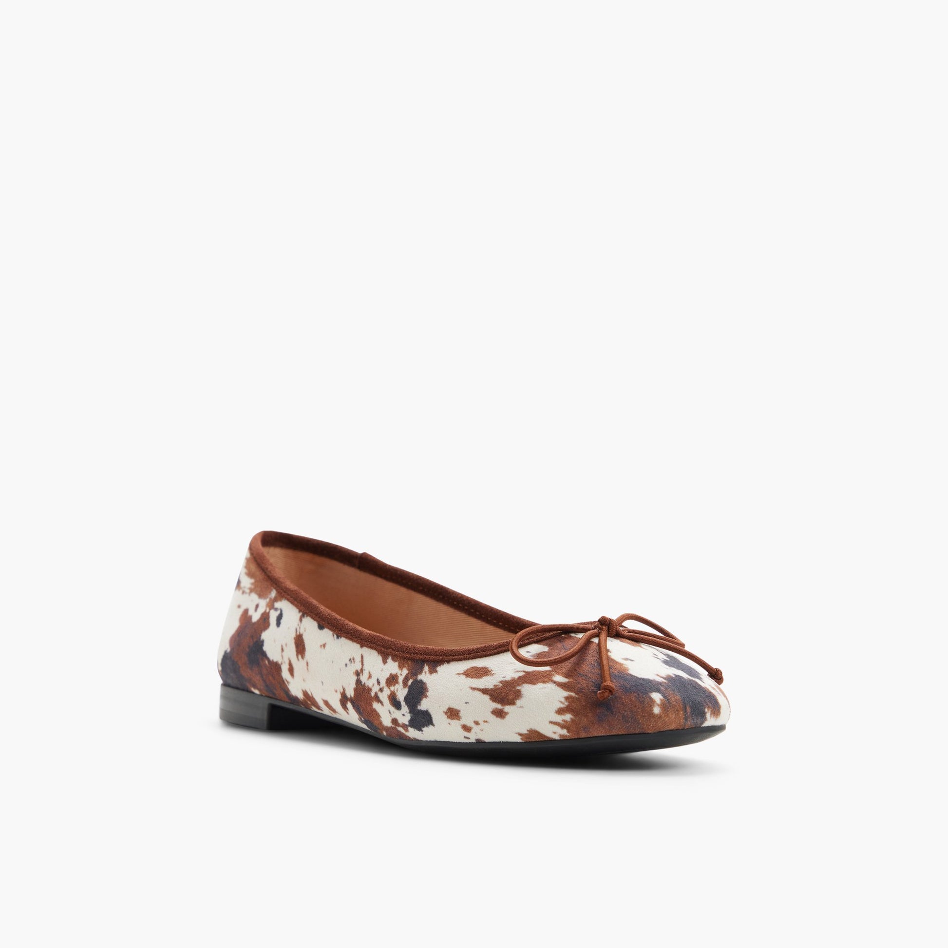Three-quarter angle of Brown multi Hunny Ballerinas's front side