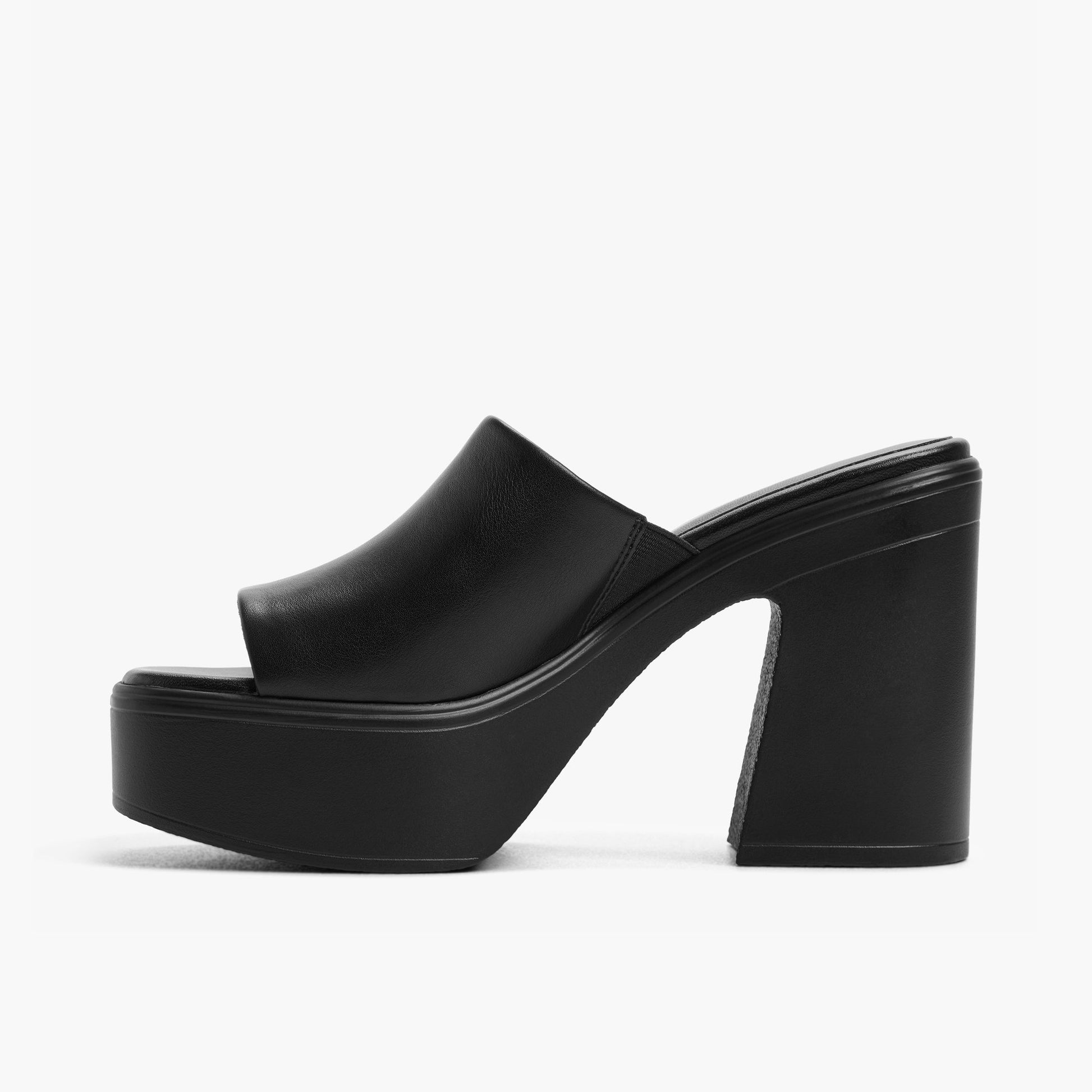 Test FR:Side view of Noir Palomia Sandales mules à plateforme