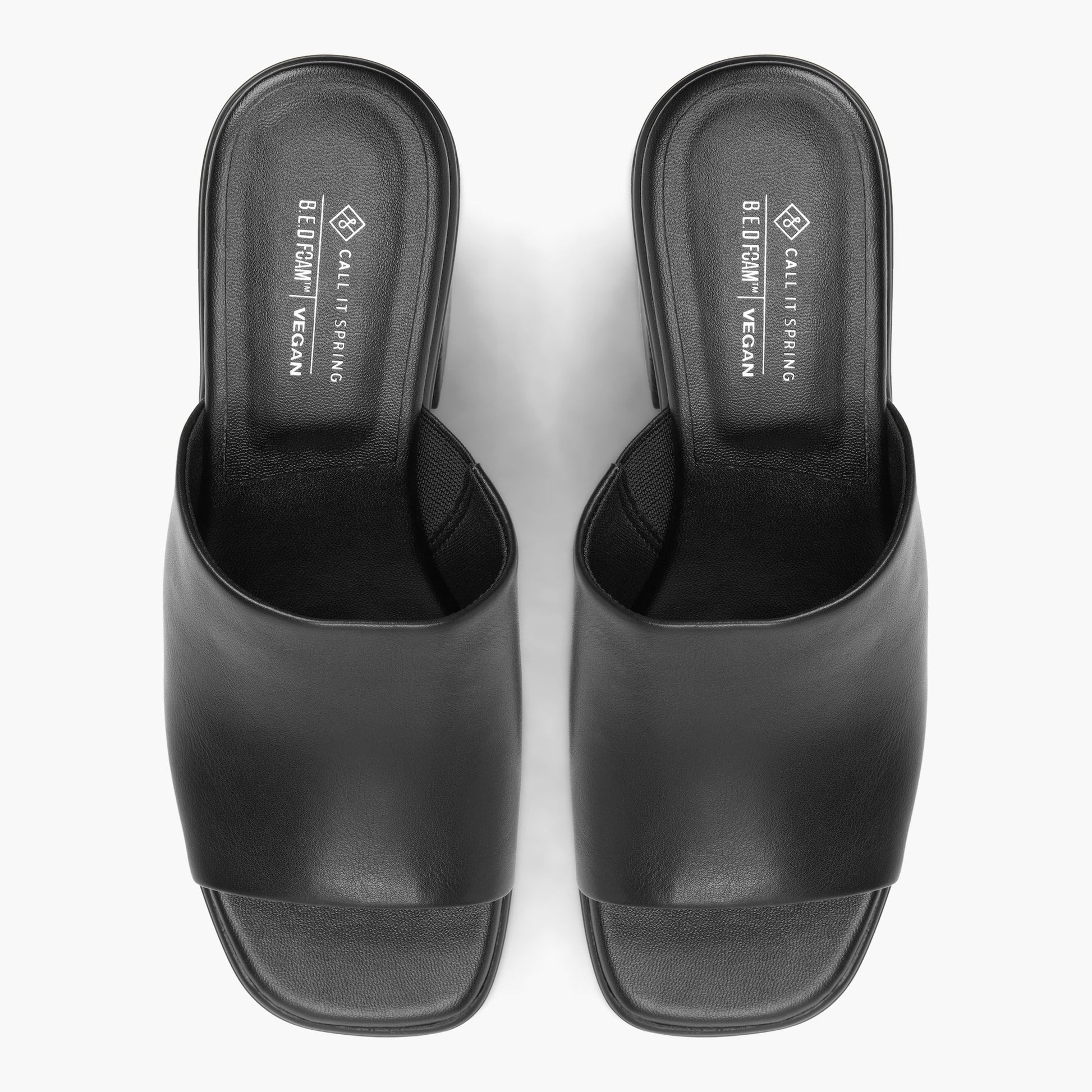 Test FR:Top-down view of the Noir Palomia Sandales mules à plateforme