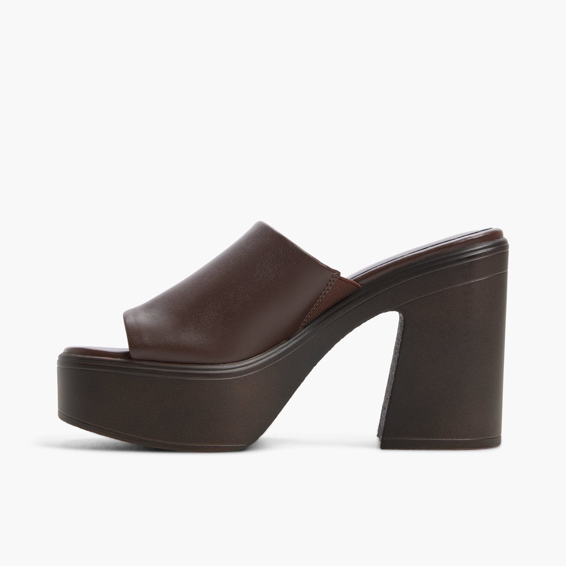 Test FR:Side view of Brun foncé Palomia Sandales mules à plateforme