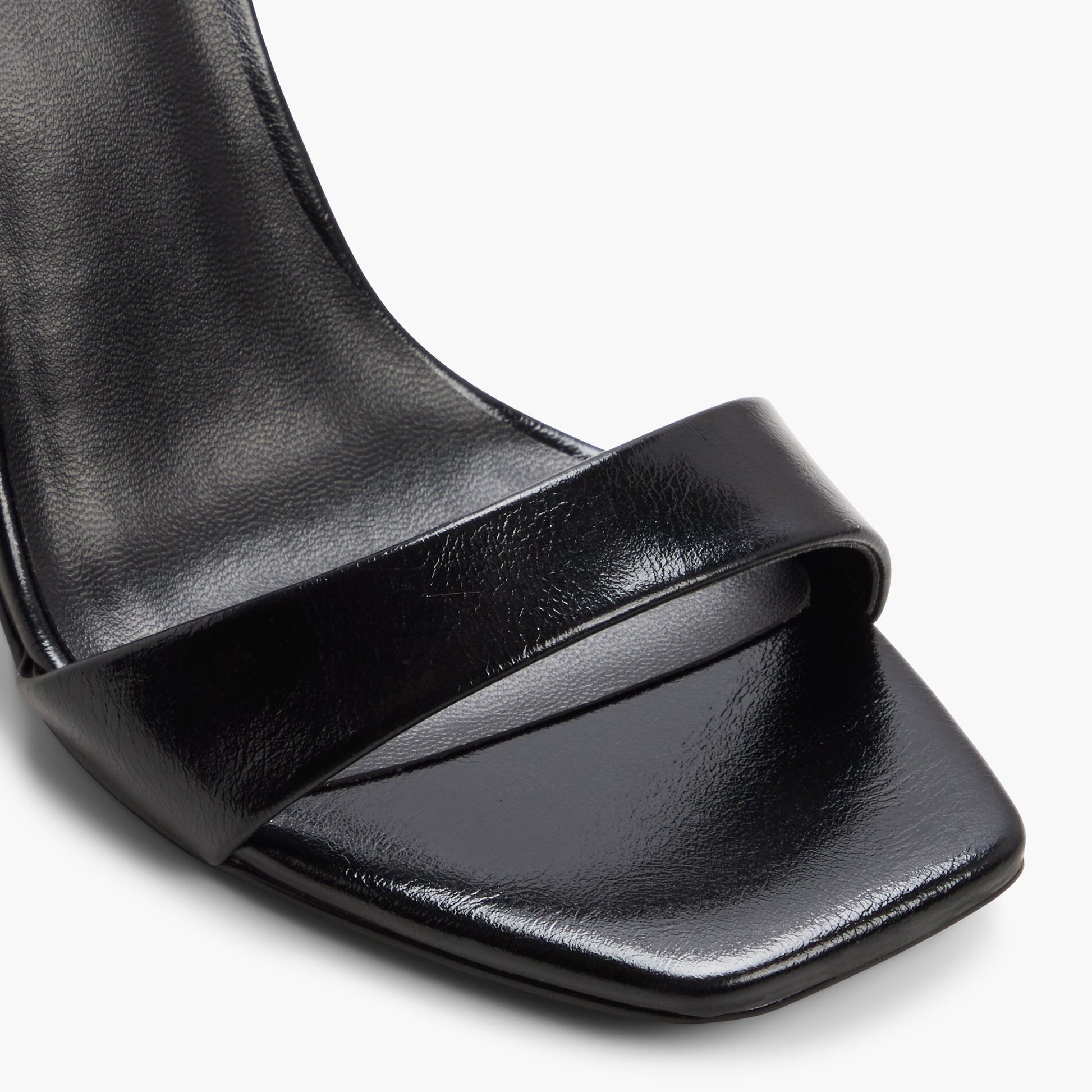 Close-up of the Black Andraya Heeled Sandals