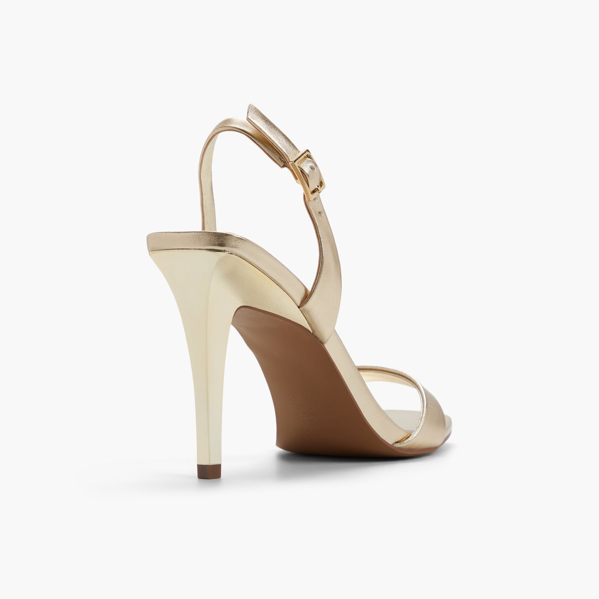 Three-quarter angle of Gold Andraya Heeled Sandals's back side