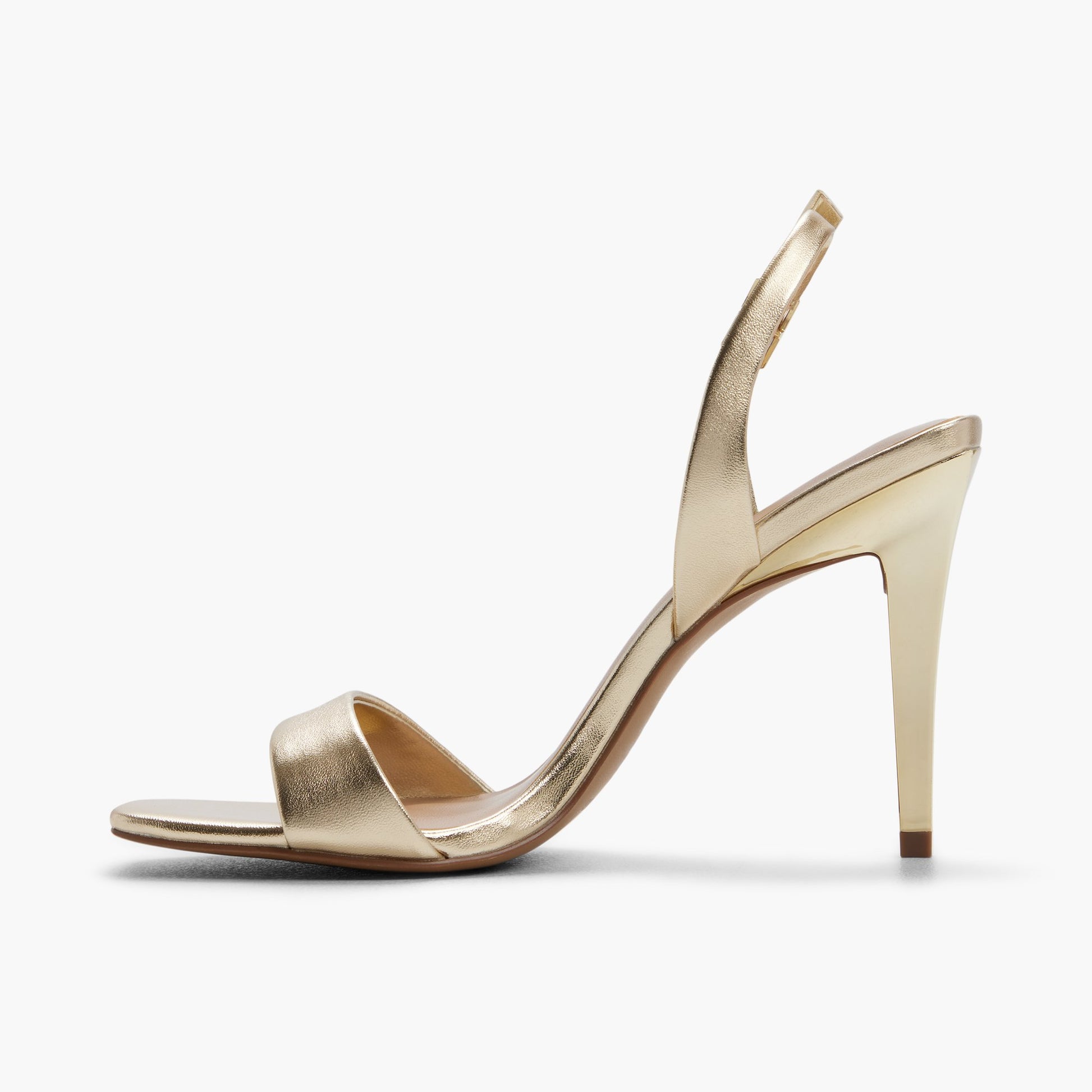 Side view of Gold Andraya Heeled Sandals