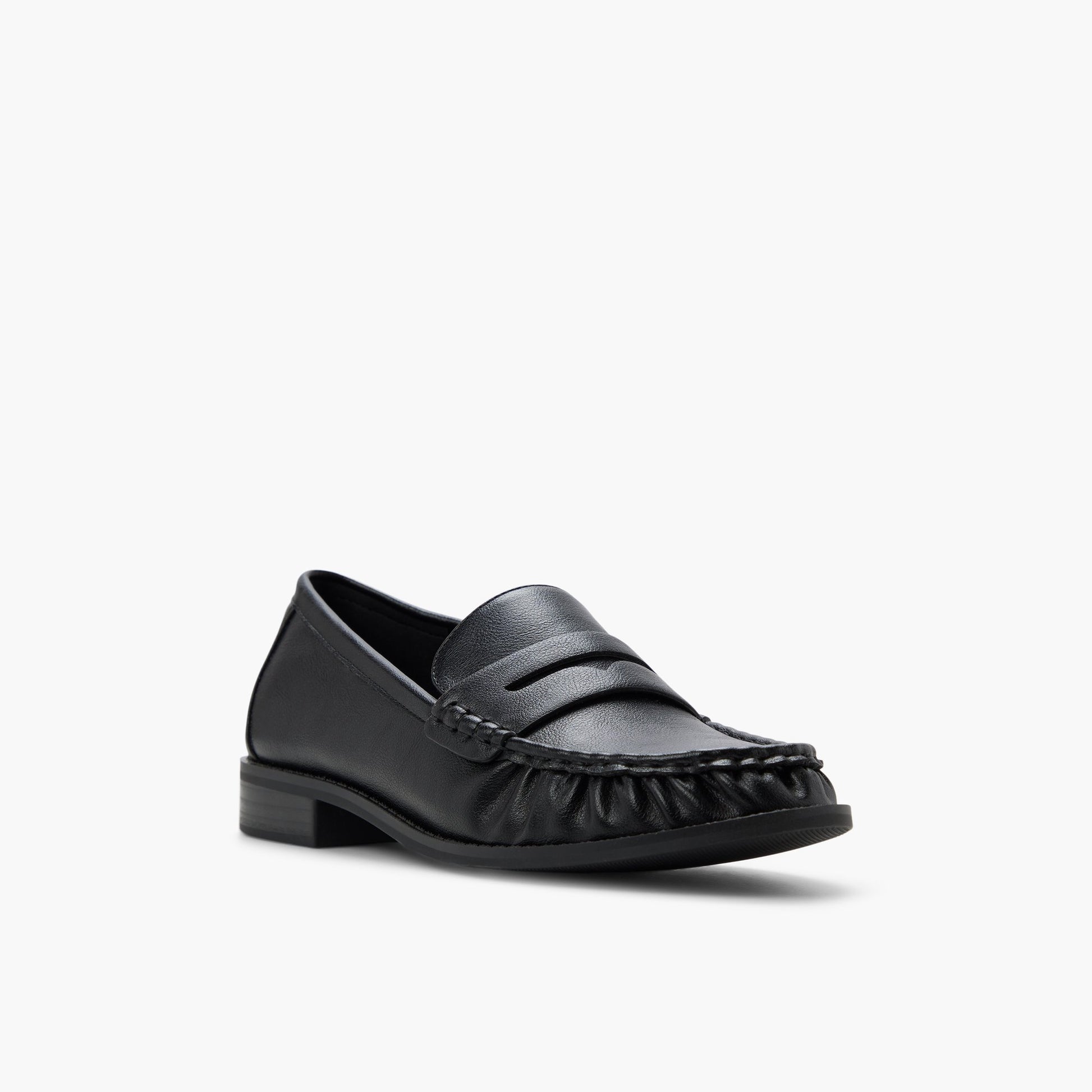 Three-quarter angle of Black Bobbyy Loafers's front side