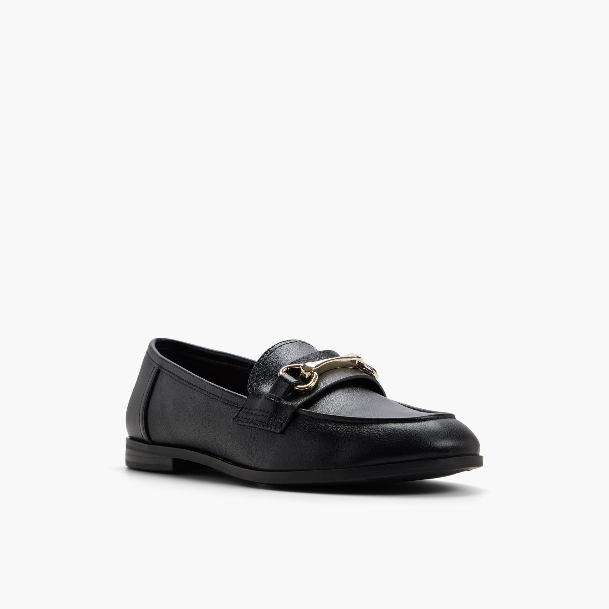 Three-quarter angle of Black Proper Loafers's front side