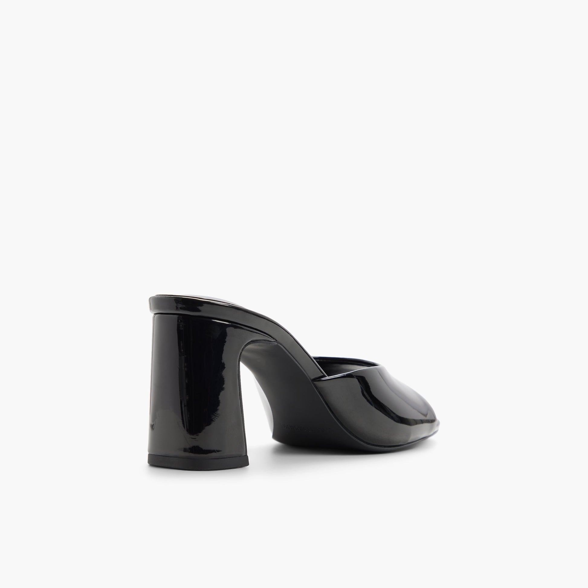 Three-quarter angle of Black Anneli Heeled Mule Sandals's back side