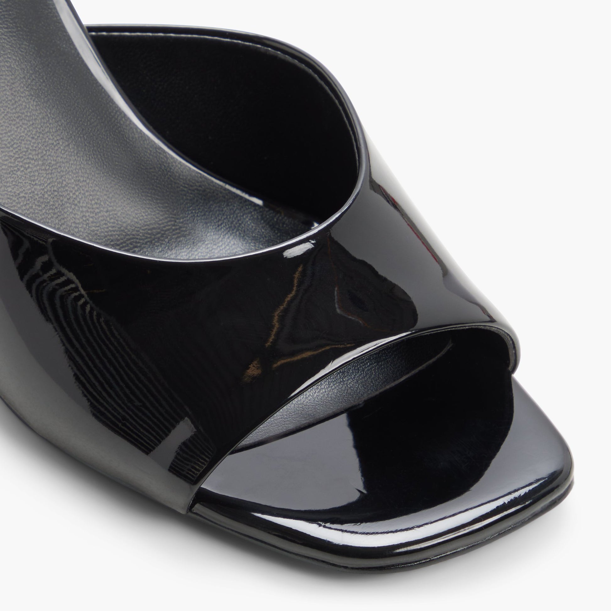 Close-up of the Black Anneli Heeled Mule Sandals