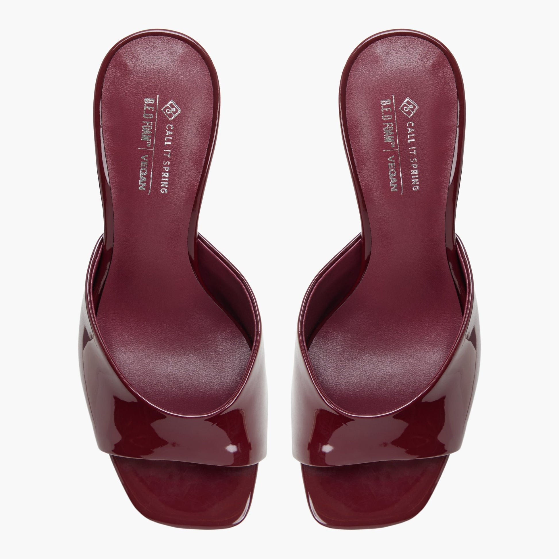 Top-down view of the Bordo Anneli Heeled Mule Sandals