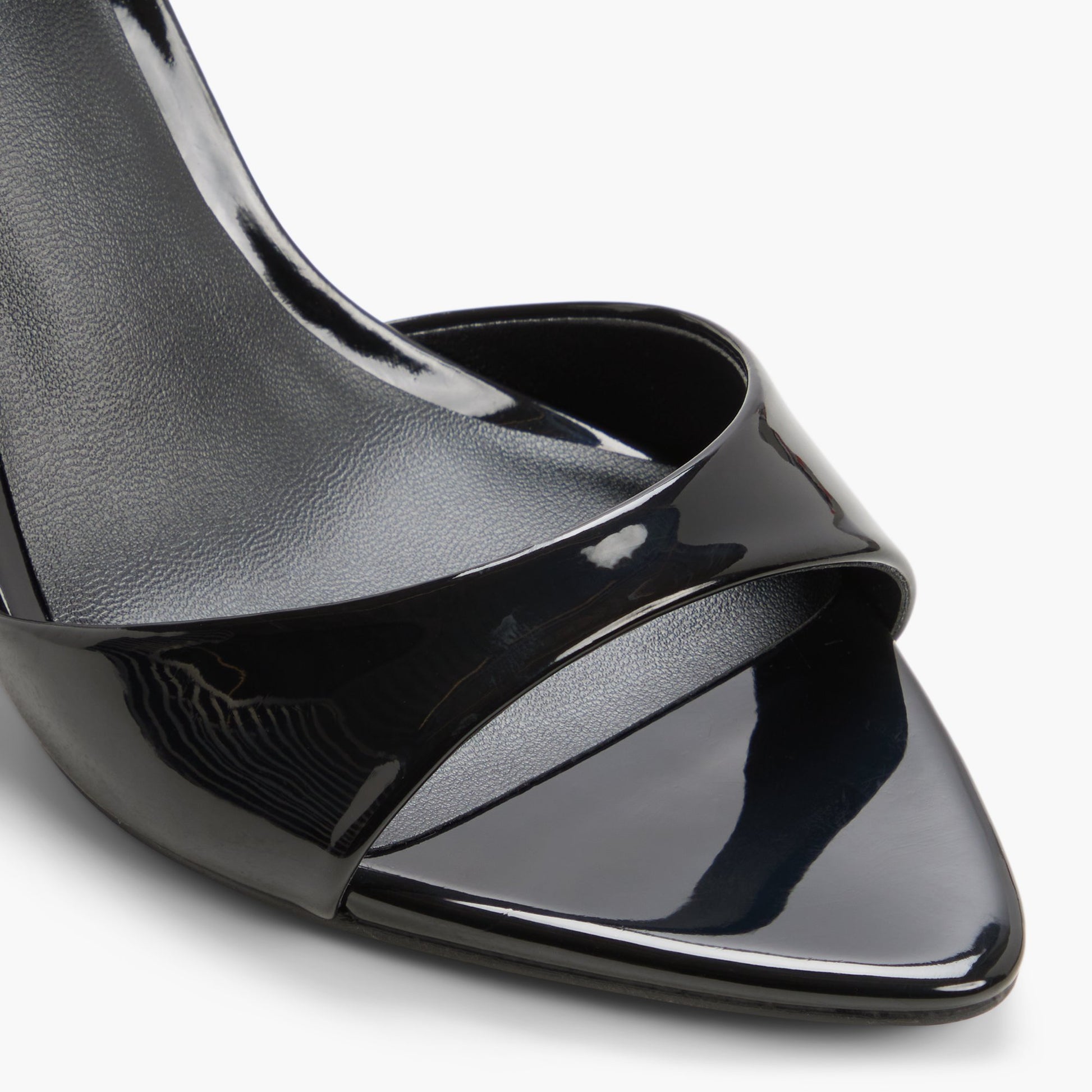 Close-up of the Black Elluna Heeled Sandals