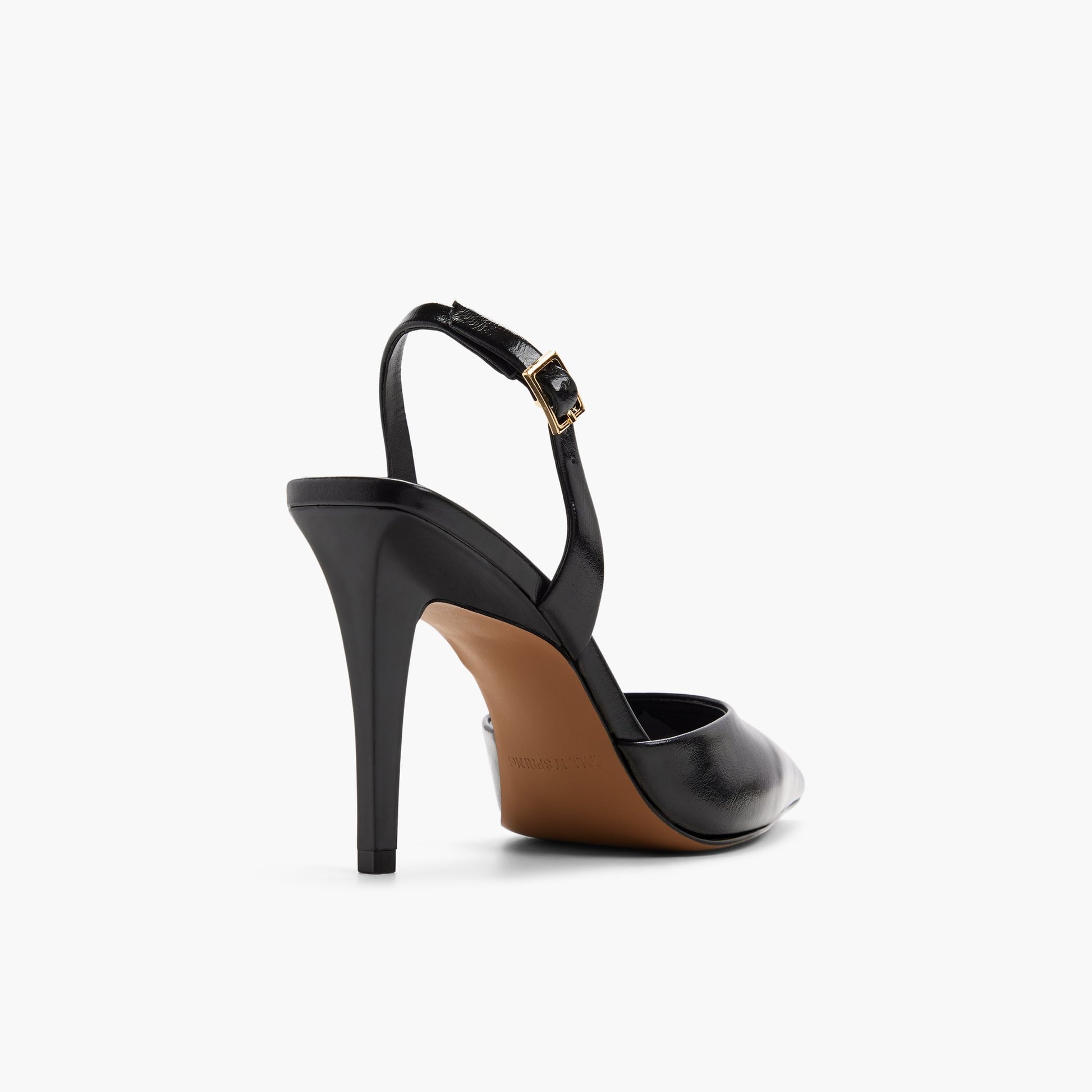 Three-quarter angle of Black Demuree Slingback Pumps's back side