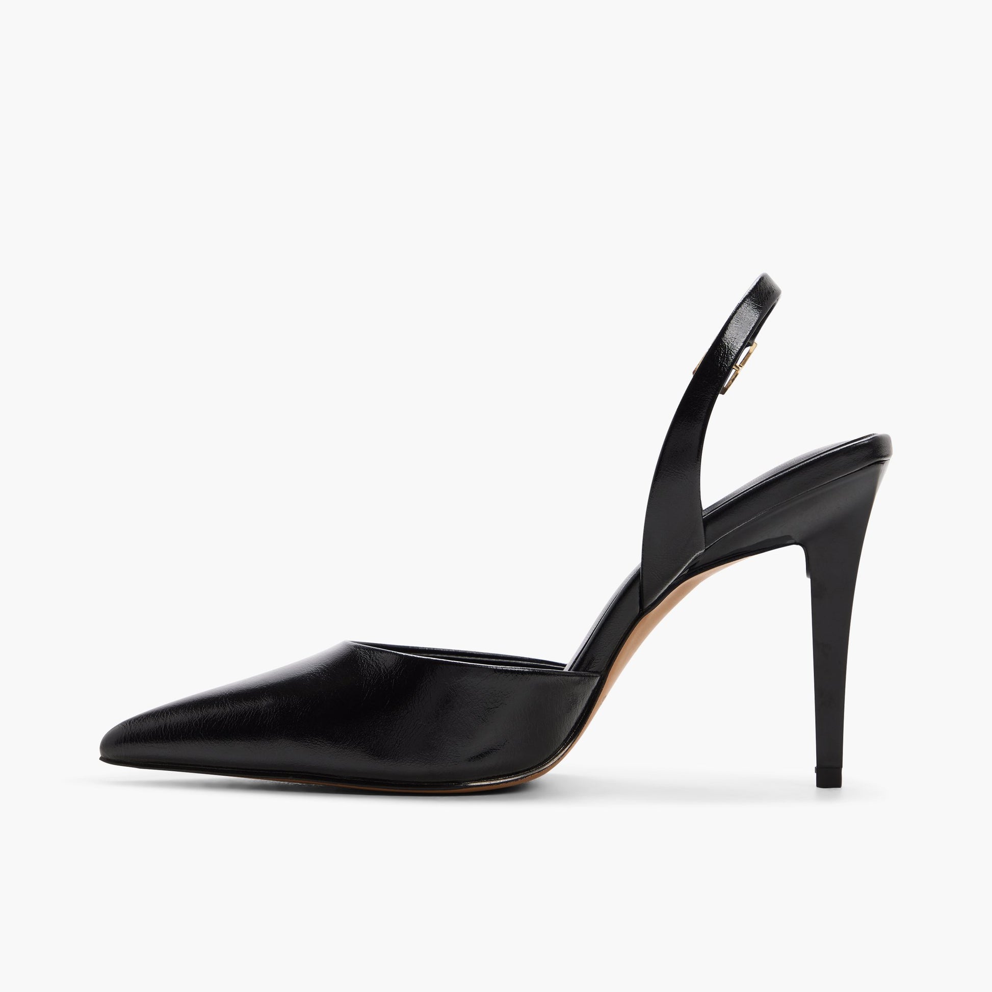 Side view of Black Demuree Slingback Pumps