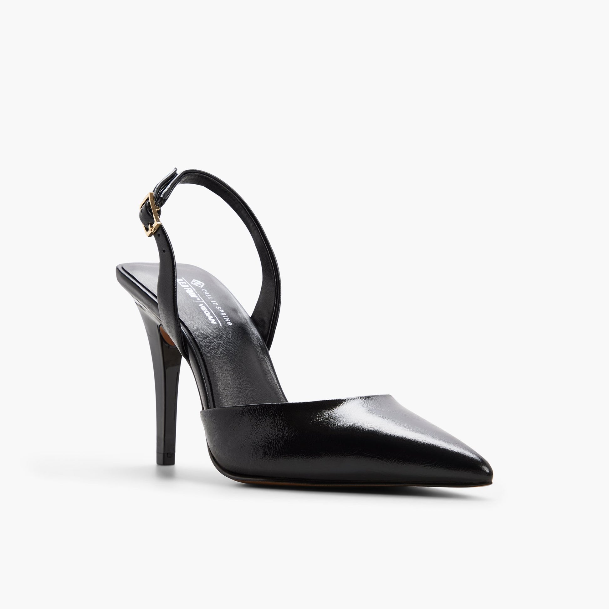 Three-quarter angle of Black Demuree Slingback Pumps's front side