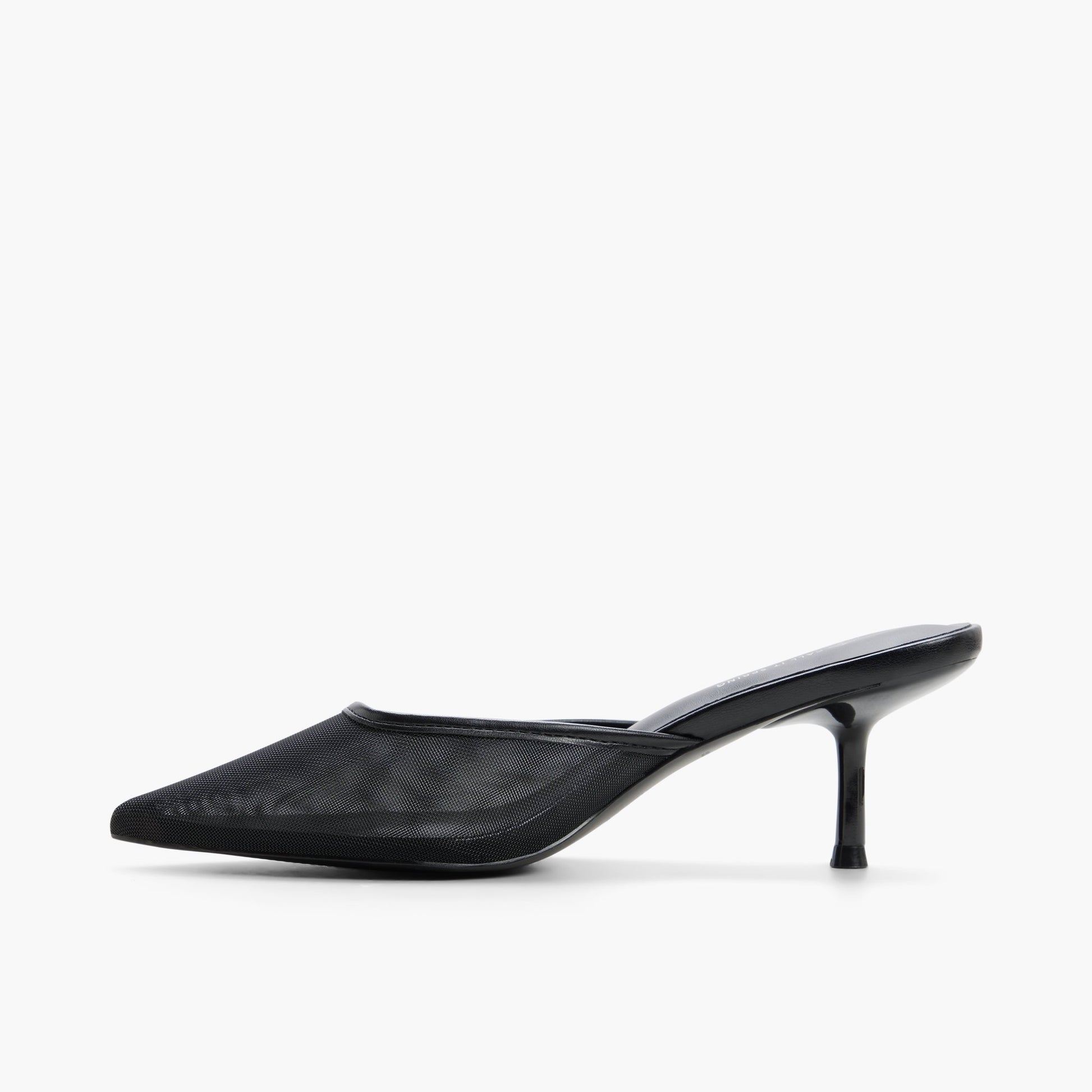 Side view of Black Era Kitten Heel Mules
