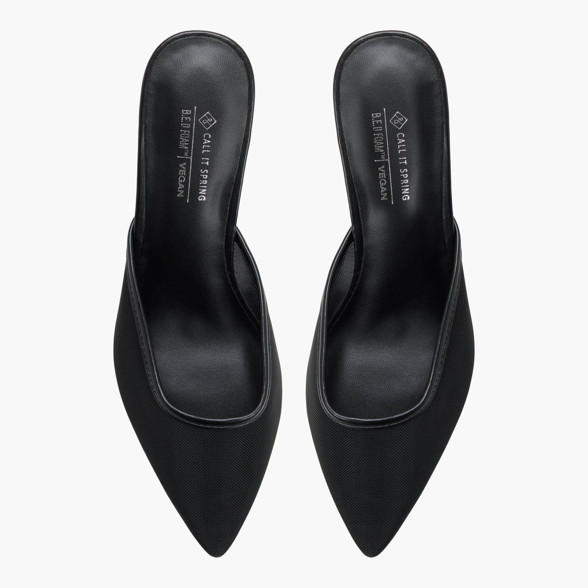Top-down view of the Black Era Kitten Heel Mules