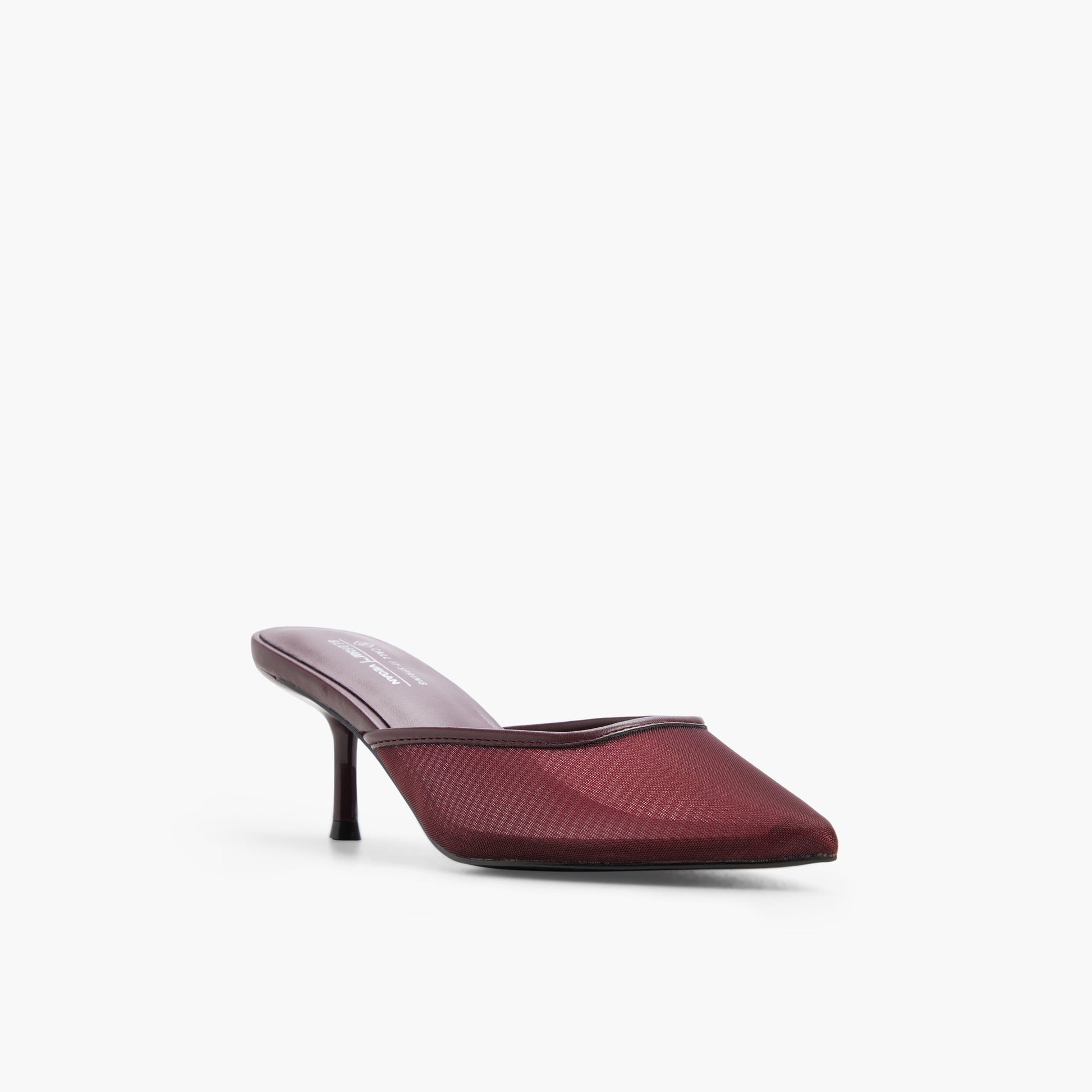 Three-quarter angle of Bordo Era Kitten Heel Mules's front side