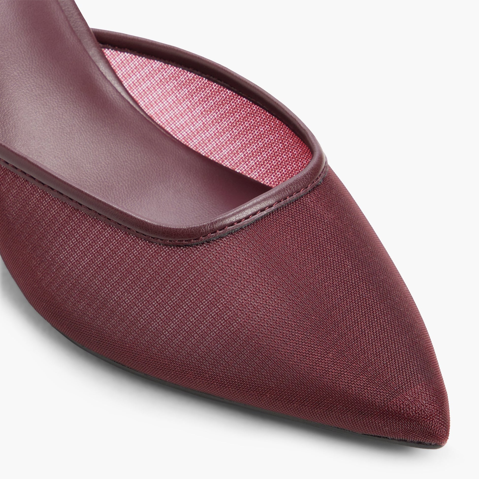 Close-up of the Bordo Era Kitten Heel Mules