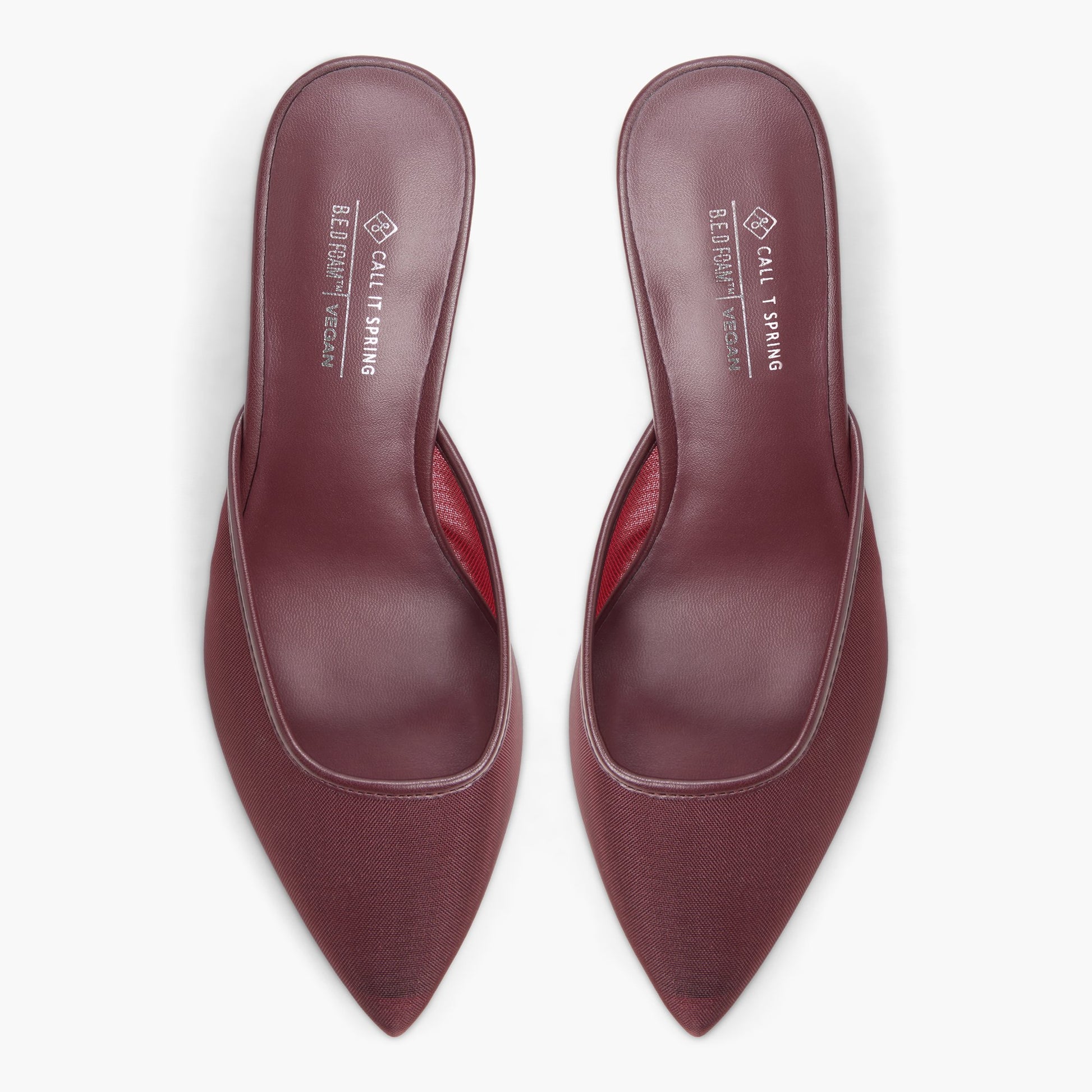 Top-down view of the Bordo Era Kitten Heel Mules