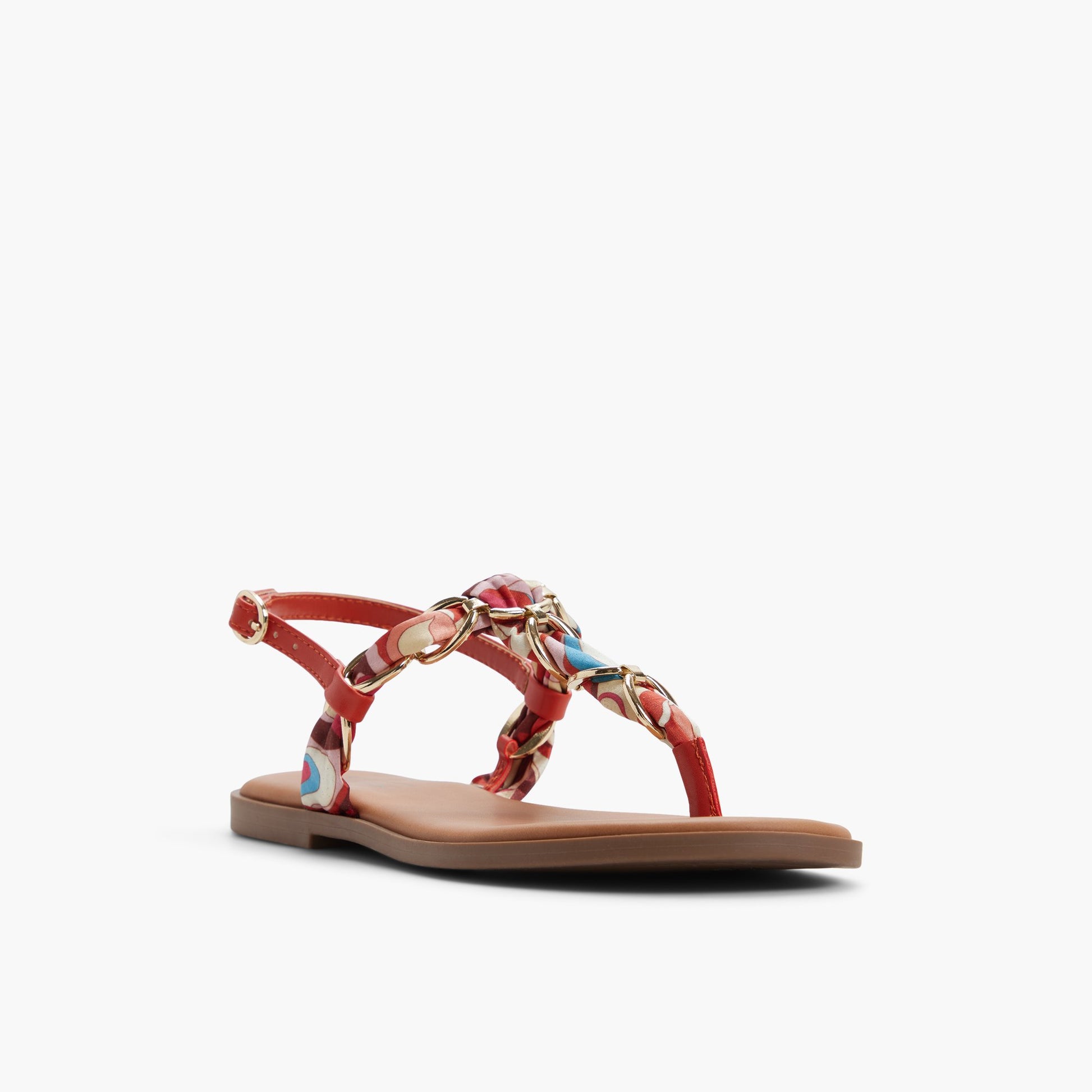 Angle de trois quarts de la face avant de Orange Ravennaa Sandales tongs