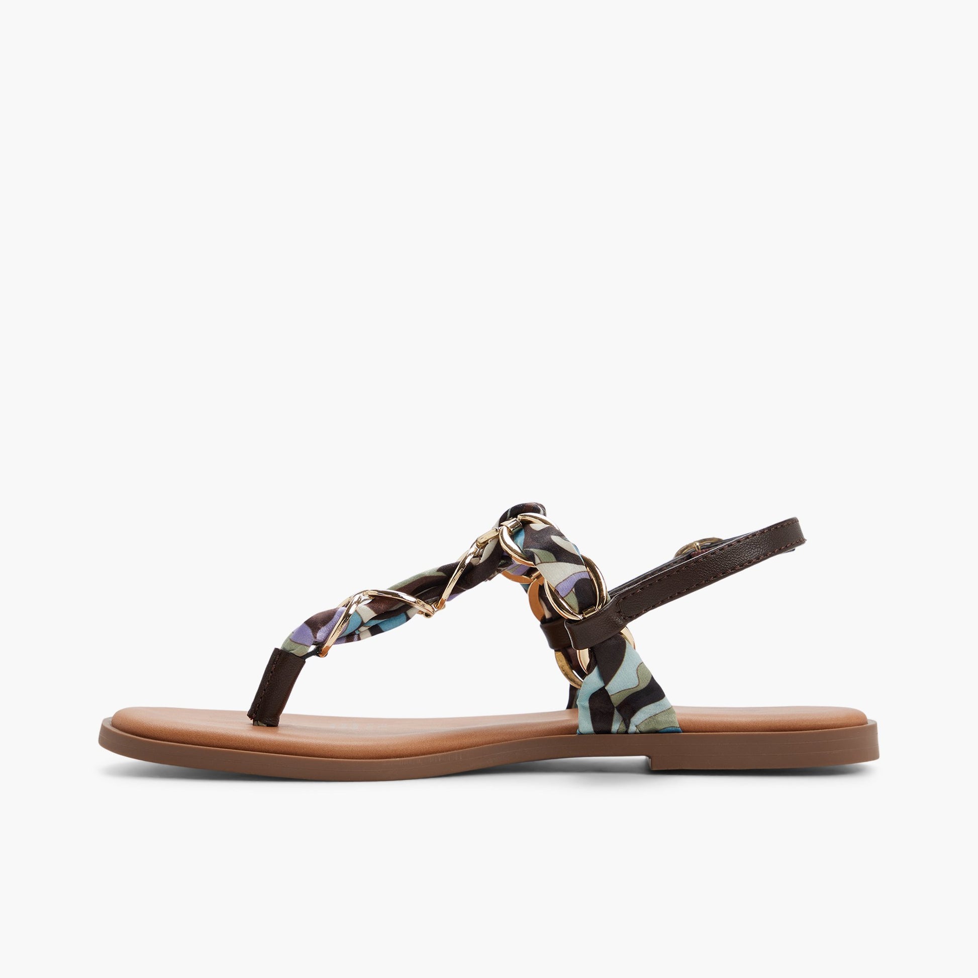 Vue latérale de Brun foncé Ravennaa Sandales tongs