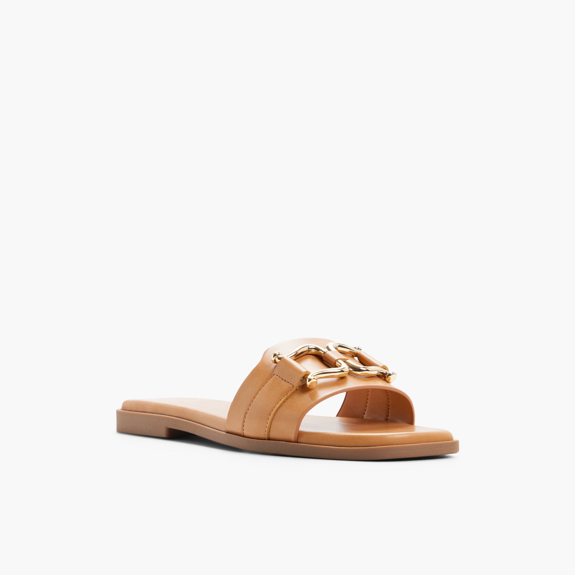 Angle de trois quarts de la face avant de Cognac Missyy Claquettes