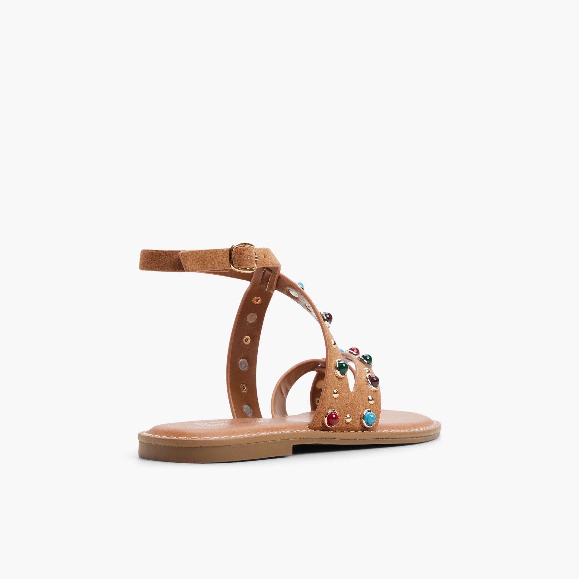 Test FR:Three-quarter angle of Beige foncé Olympiaa Sandales à brides's back side