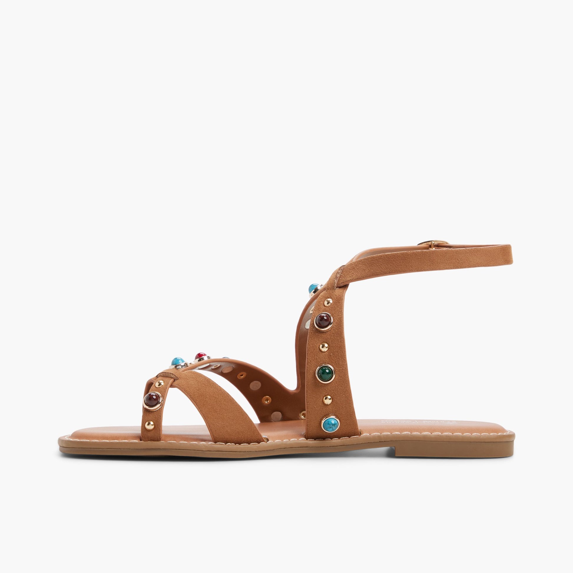 Test FR:Side view of Beige foncé Olympiaa Sandales à brides