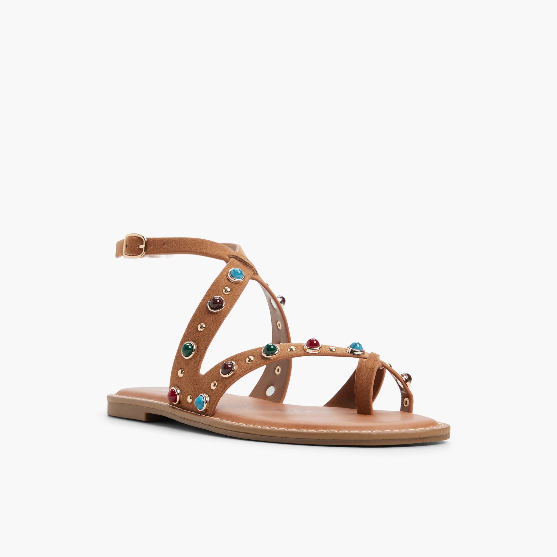 Test FR:Three-quarter angle of Beige foncé Olympiaa Sandales à brides's front side