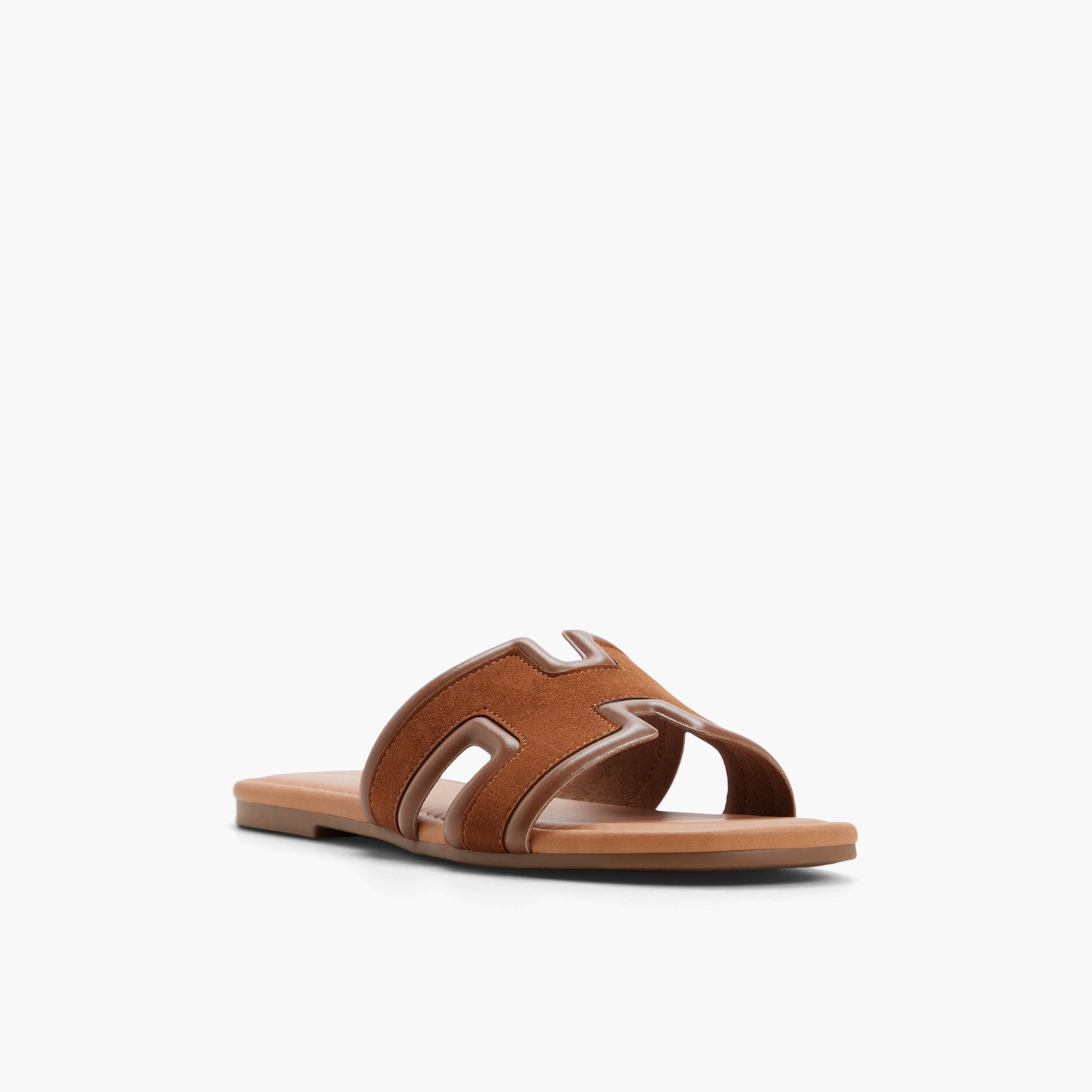 Three-quarter angle of Cognac Kamiko Slides's front side