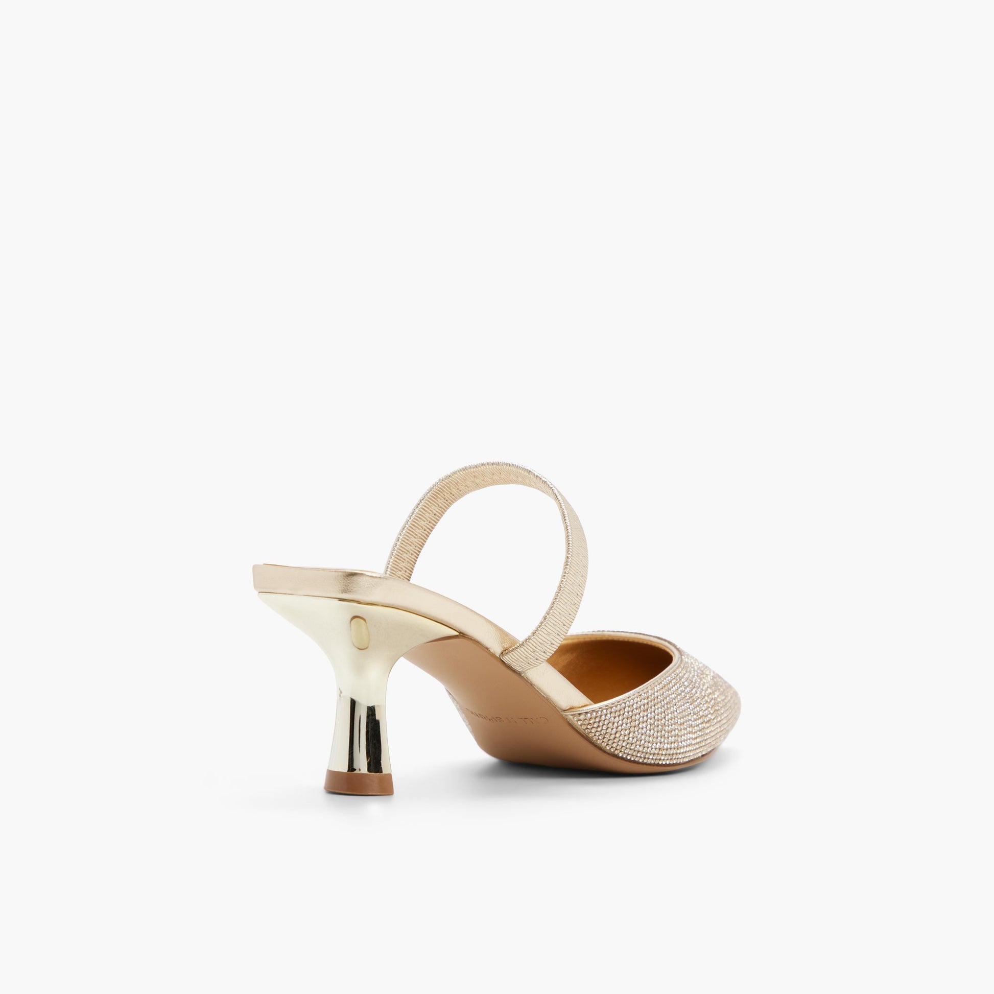 Three-quarter angle of Gold Zaydan Mid Heels's back side
