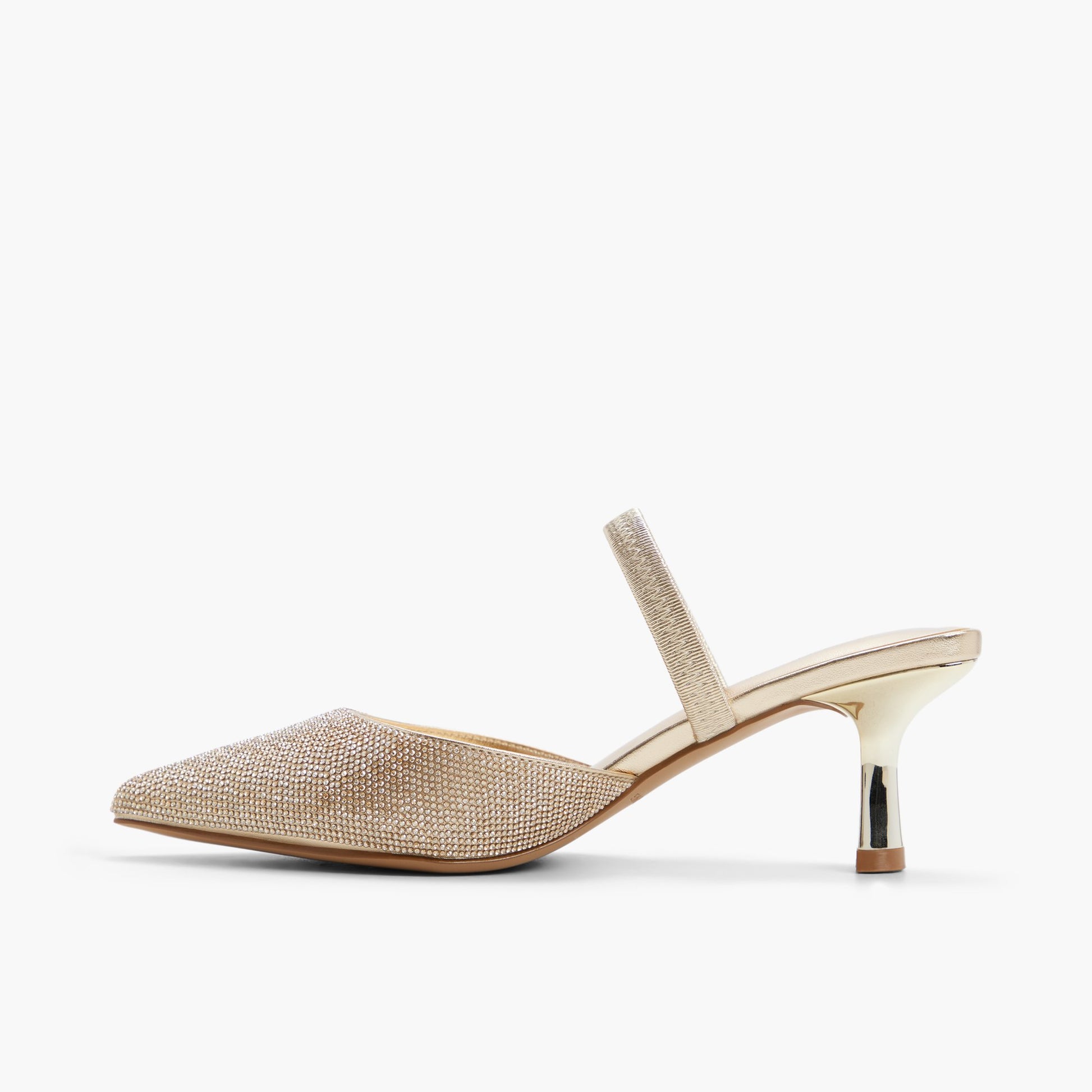 Side view of Gold Zaydan Mid Heels