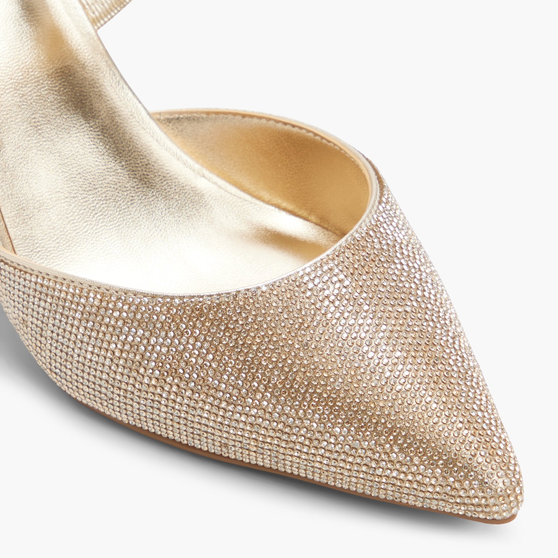 Close-up of the Gold Zaydan Mid Heels