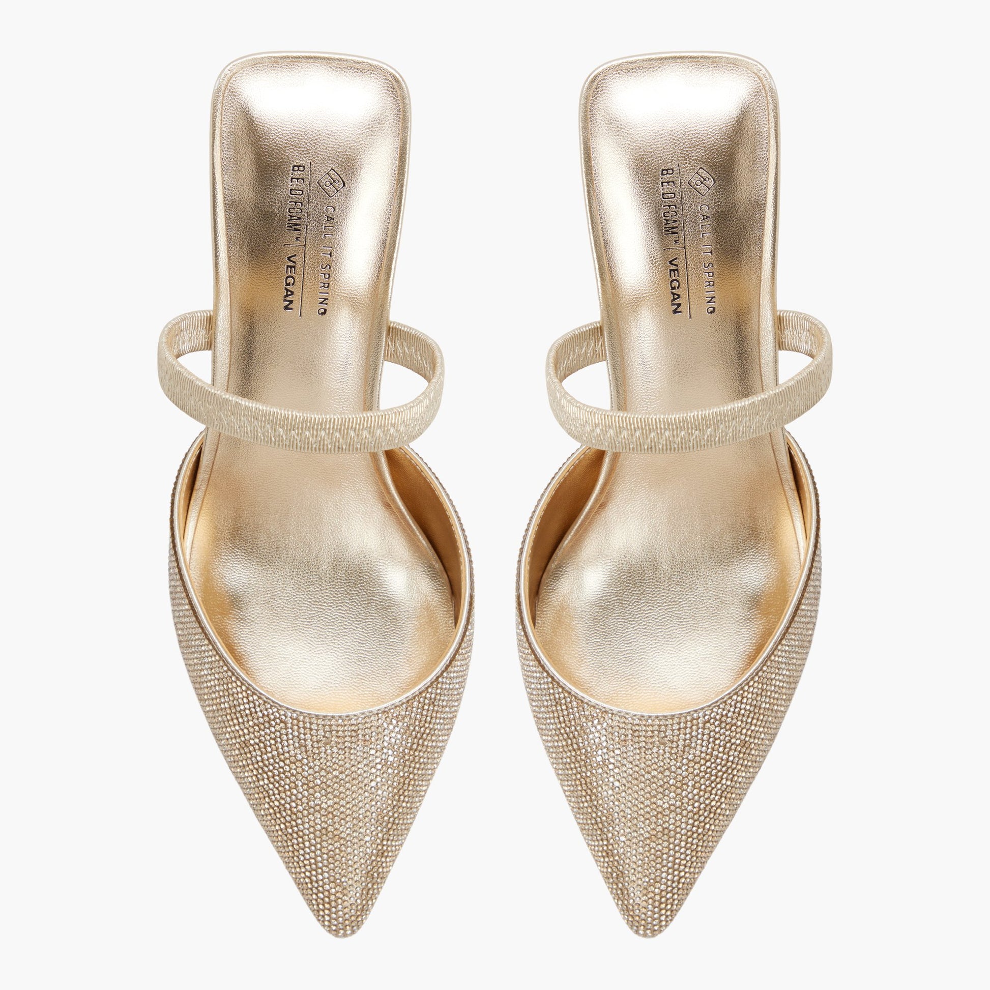 Top-down view of the Gold Zaydan Mid Heels