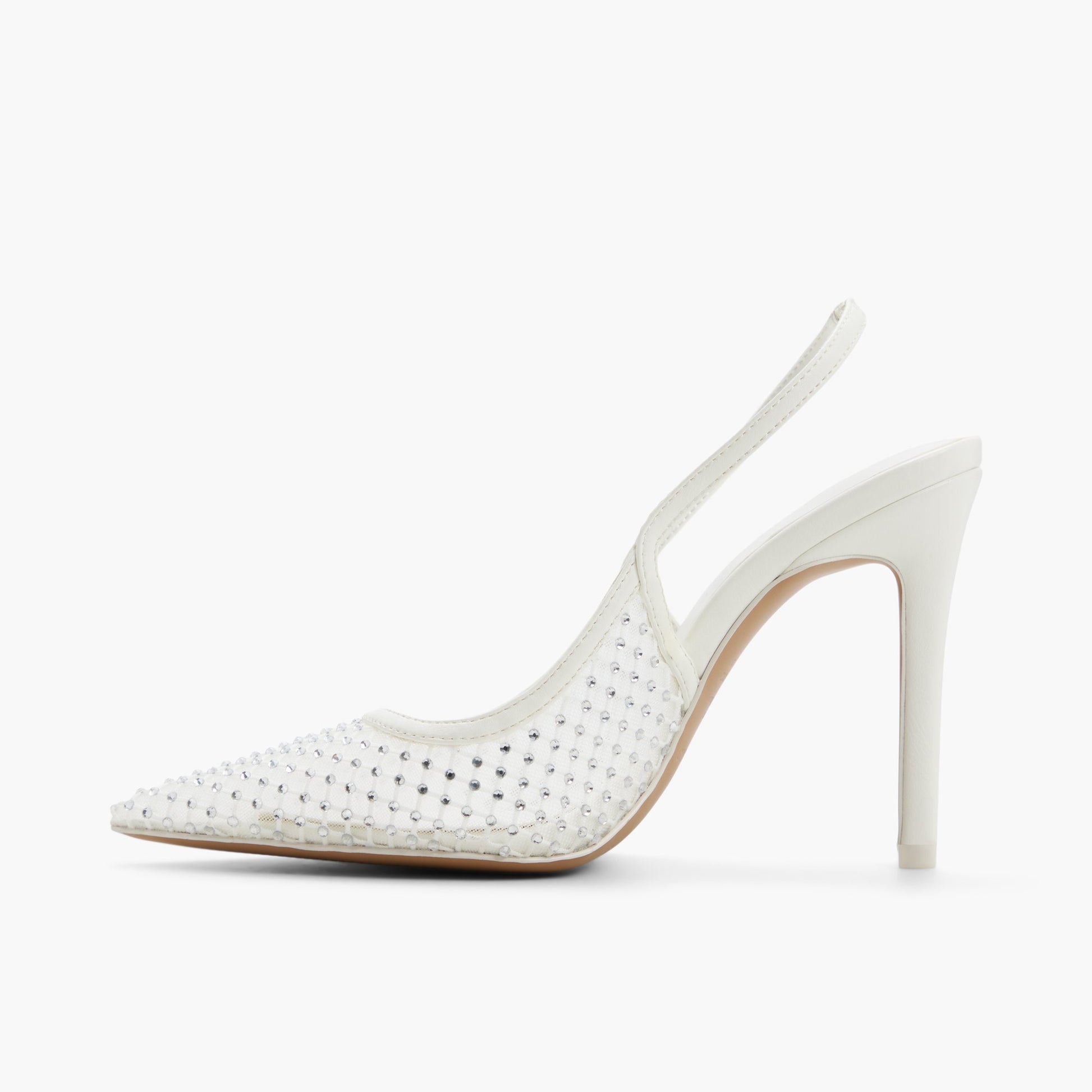 Test FR:Side view of Blanc Azita Talons hauts à bride arrière