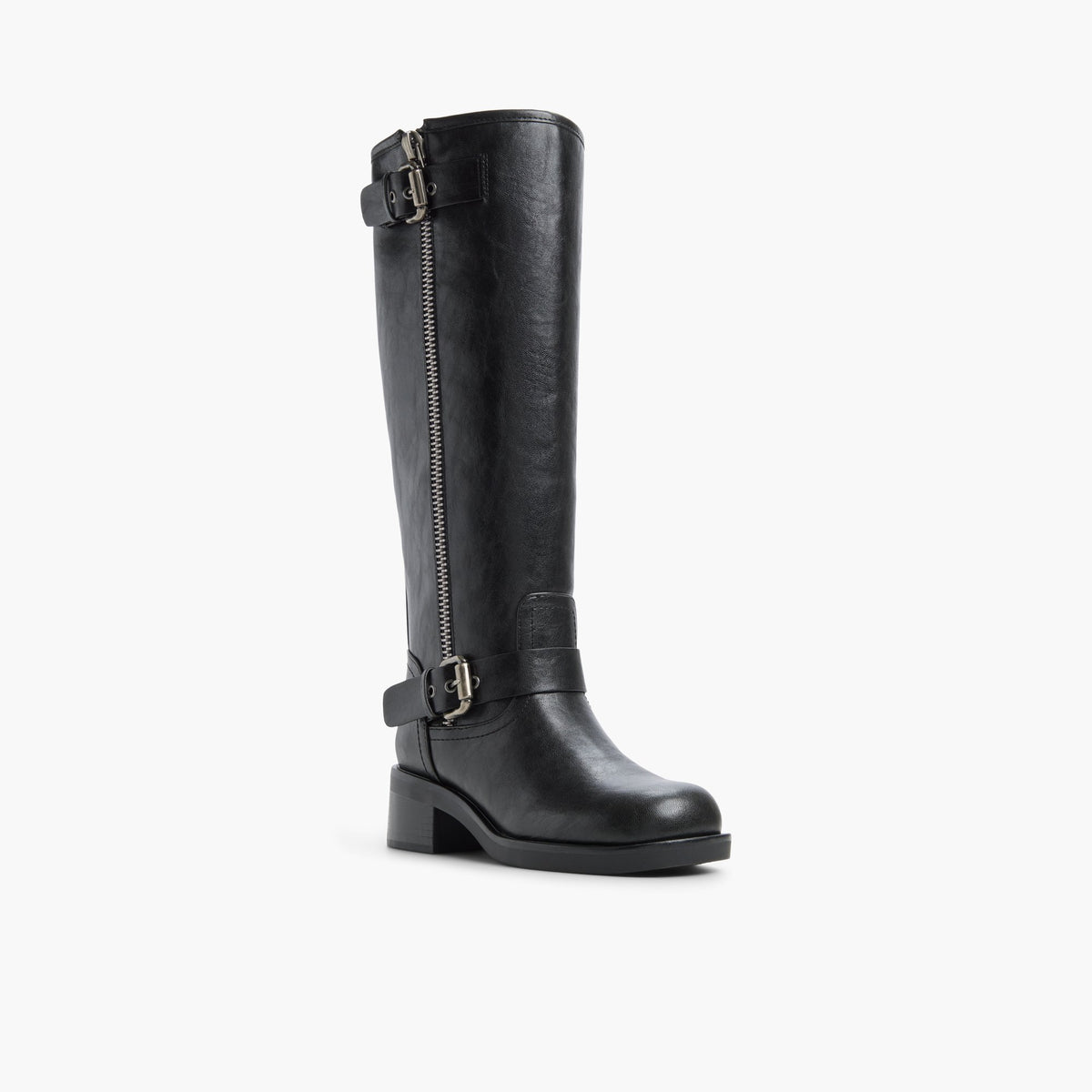 Angle de trois quarts de la face avant de Noir Ilyane Bottes hautes