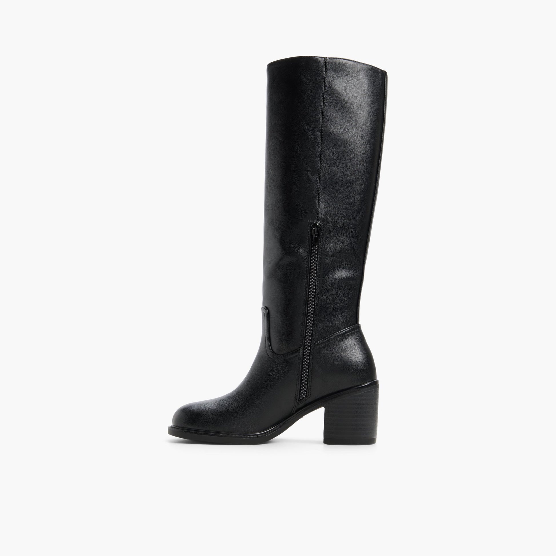 Side view of Black Kirae Knee-High Boots